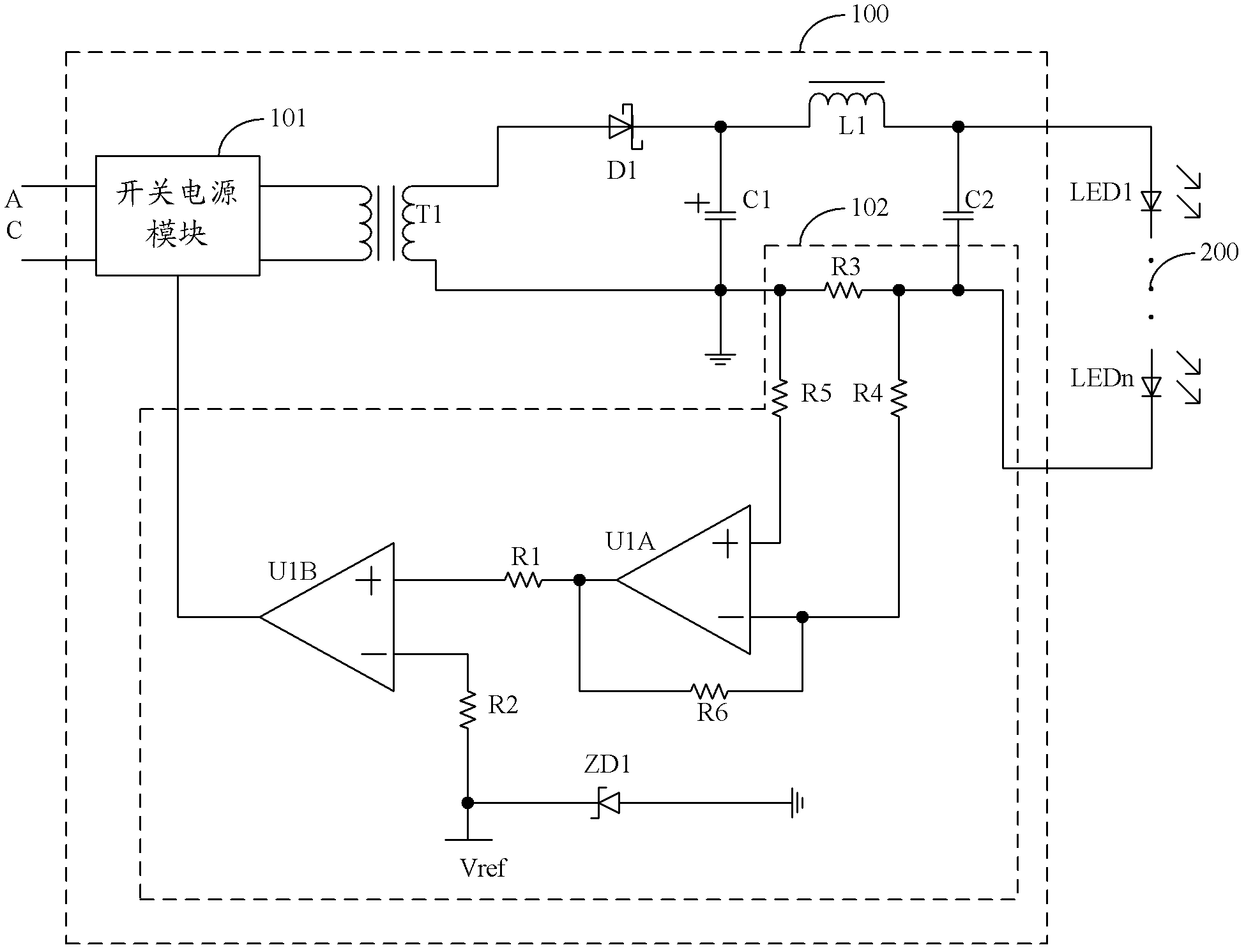 Over-current protection sampling circuit, light-emitting diode (LED) drive circuit and LED lamp