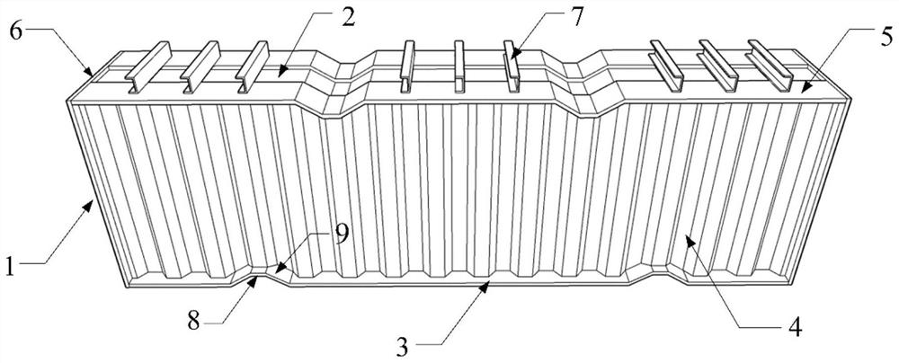 Ripple-forming externally-wrapped corrugated steel-concrete composite beam and construction method and application thereof