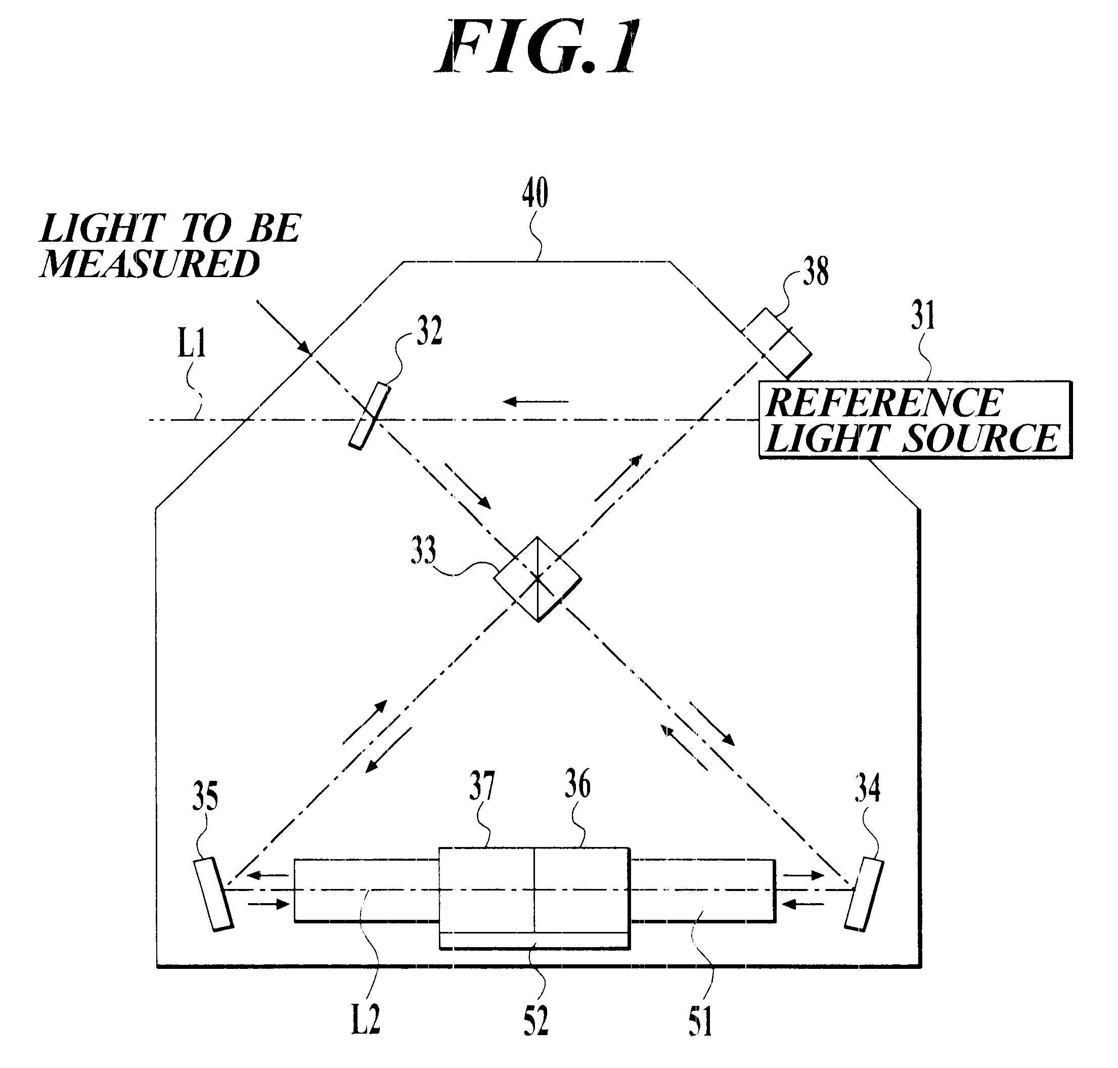 Optical interferometer with a casing and an optical part that is movable with respect to the casing