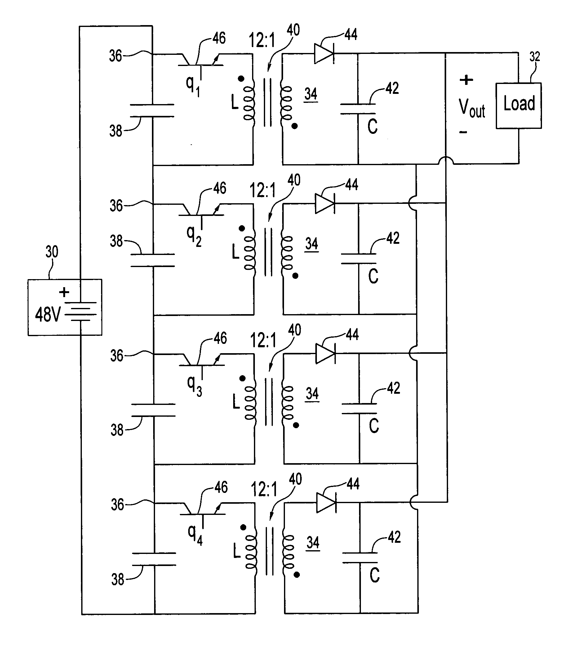 Dynamic current sharing dc-dc switching power supply