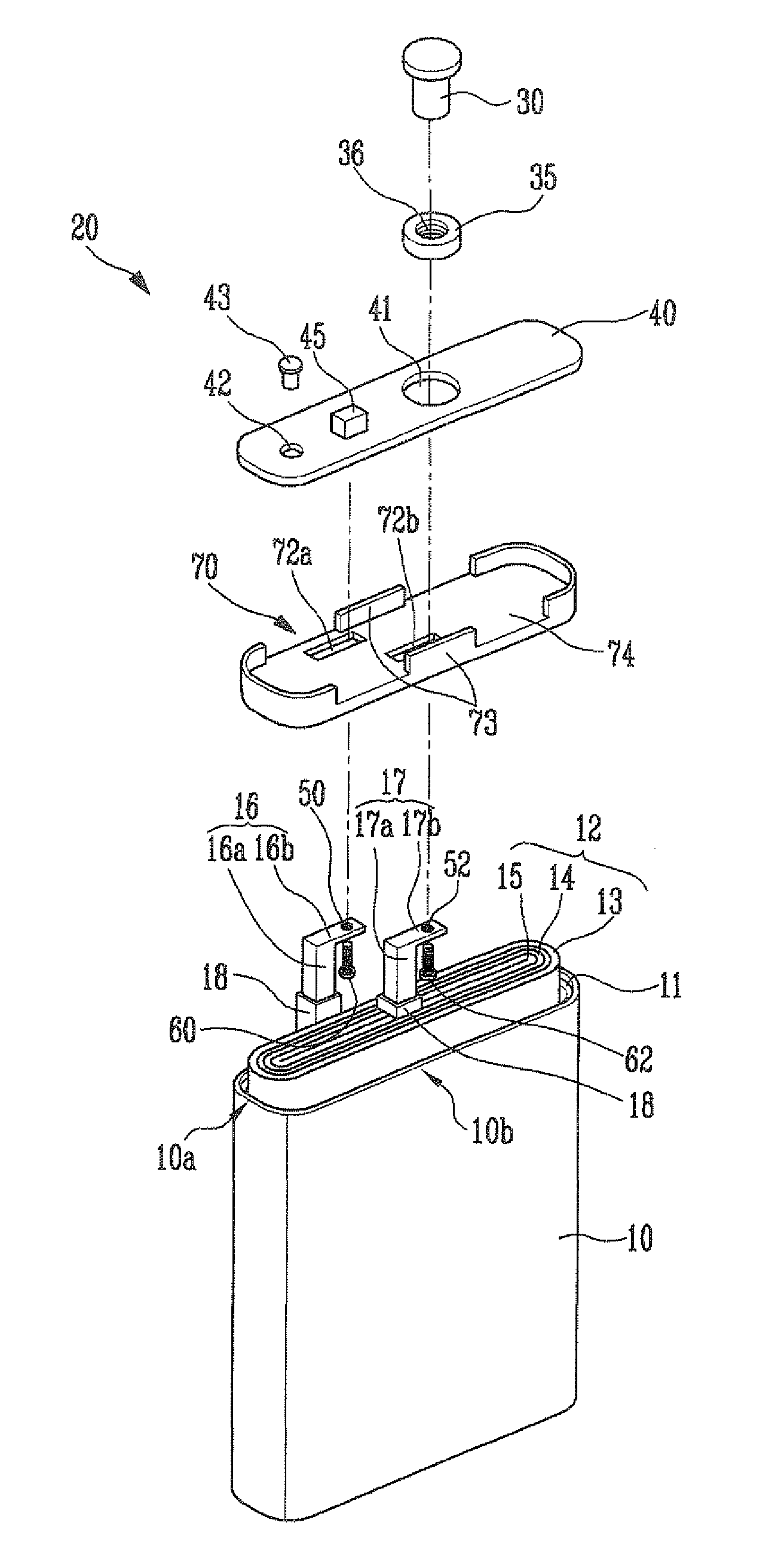 Secondary Battery Having Interconnected Positive and Negative Electrode Tabs