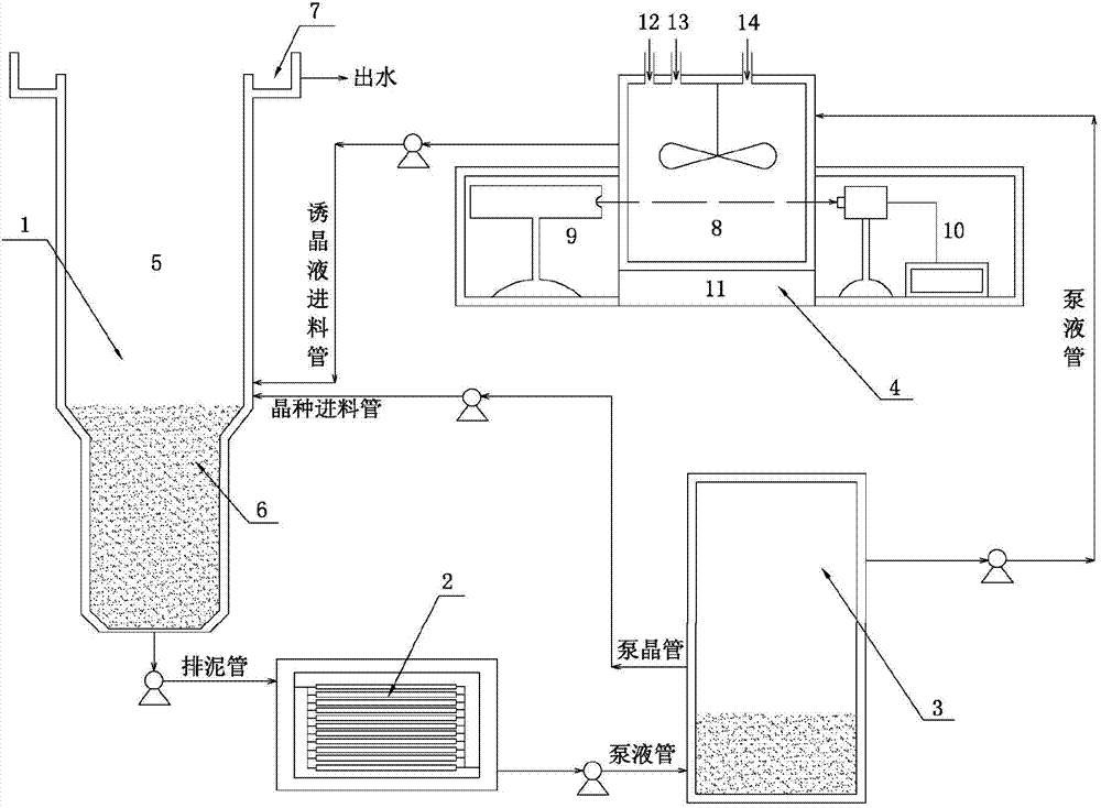 Circulating fluidized crystallization control reaction device for wastewater phosphorus synergy crystallization and dynamic monitoring and regulating method thereof