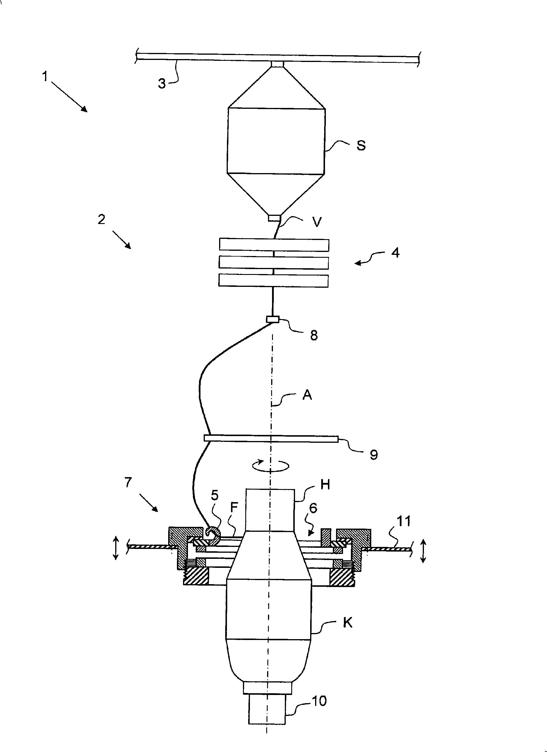 Device and thread guiding ring for a ring spinning machine or twisting machine