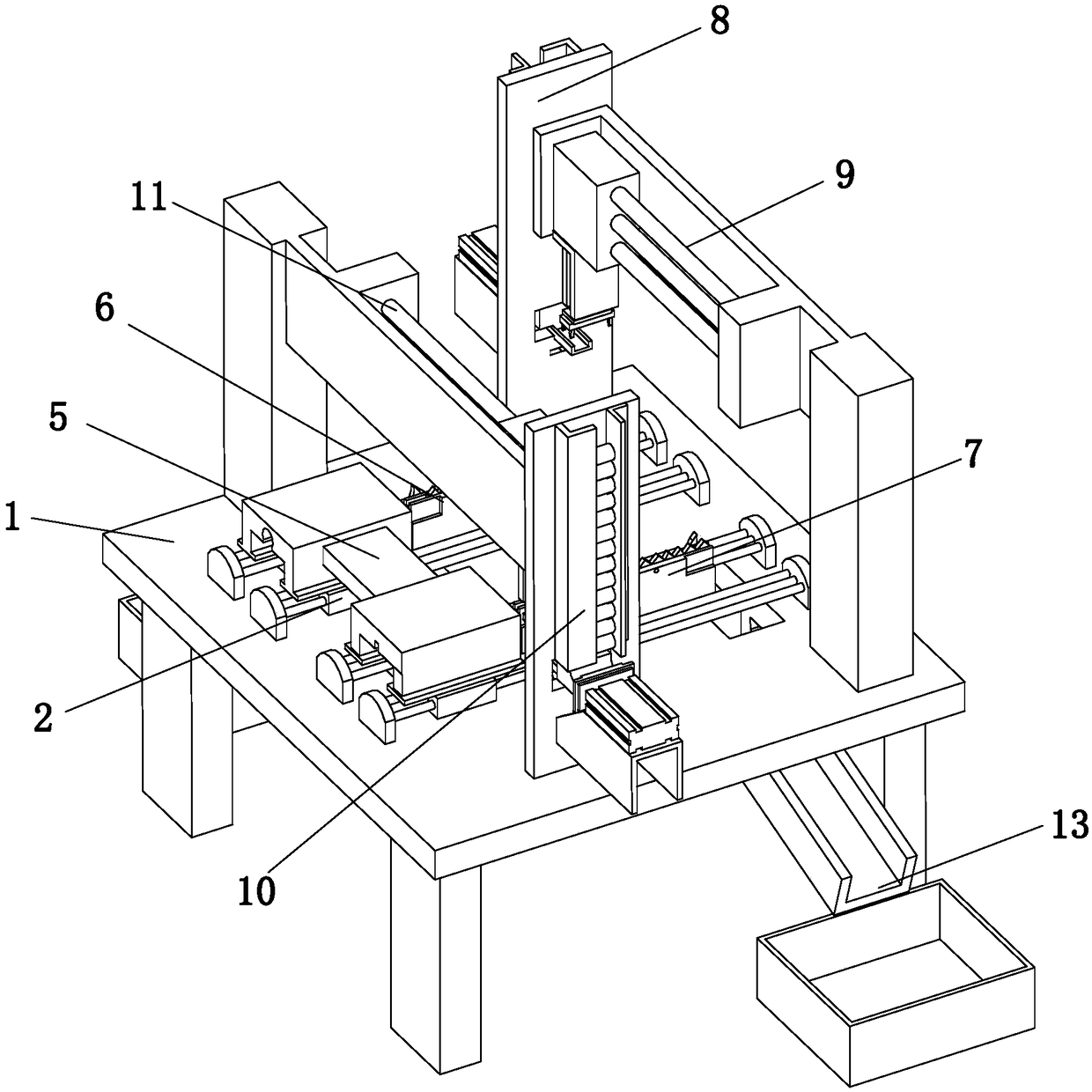 Automatic slot broaching machine for lock container and slot broaching process of automatic slot broaching machine