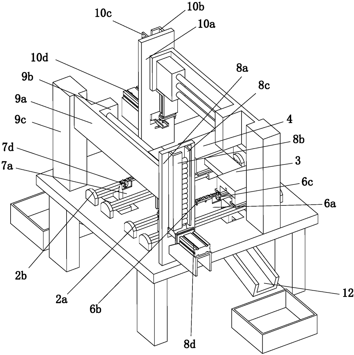 Automatic slot broaching machine for lock container and slot broaching process of automatic slot broaching machine