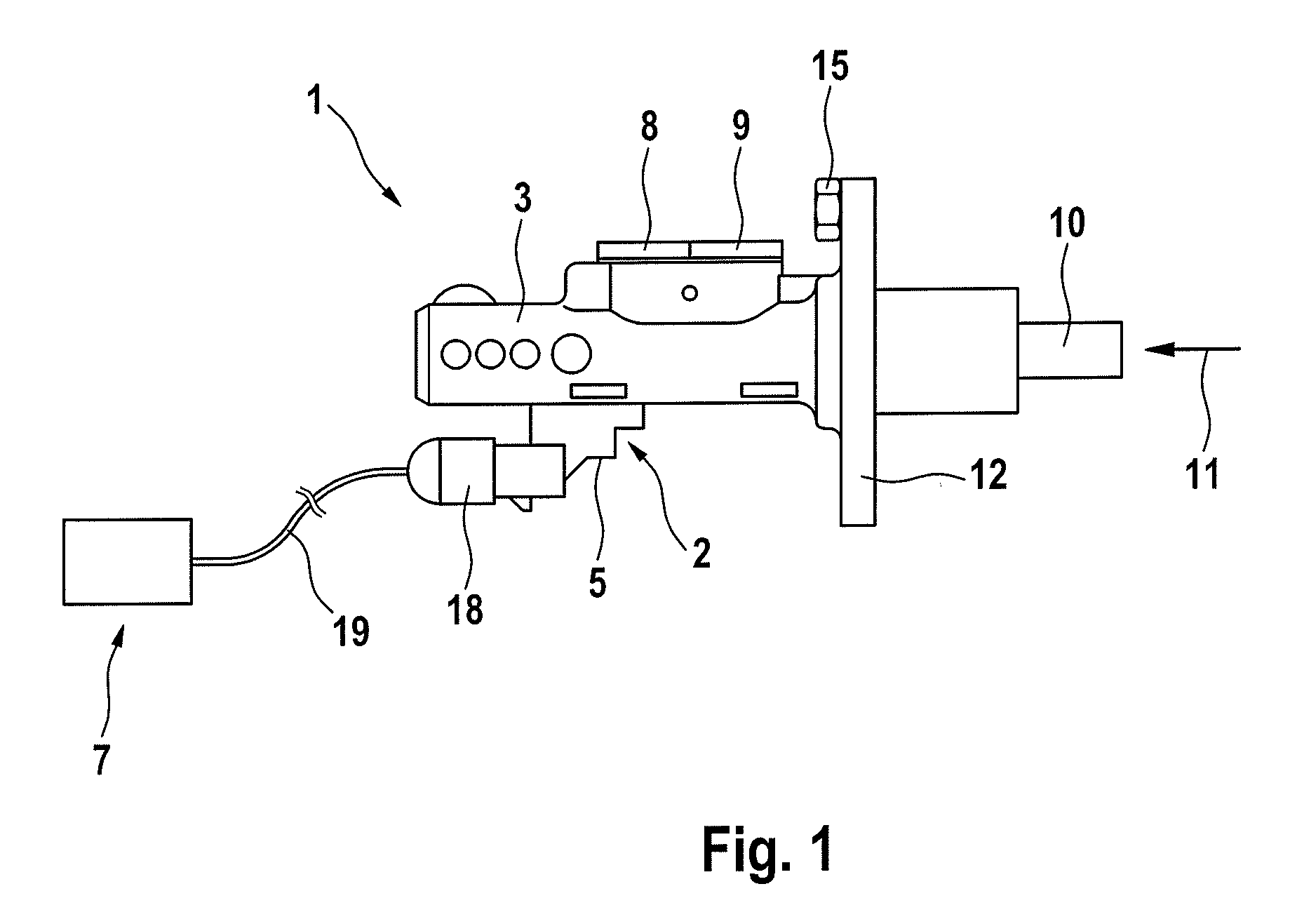 Main brake cylinder having a device for the contactless monitoring of the position and movement of a linearly movable piston