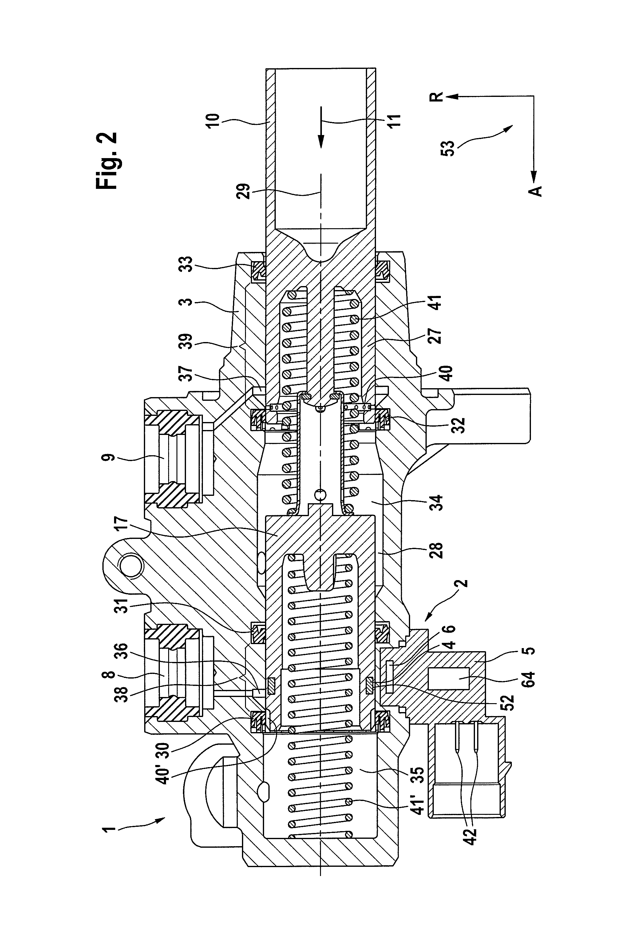 Main brake cylinder having a device for the contactless monitoring of the position and movement of a linearly movable piston