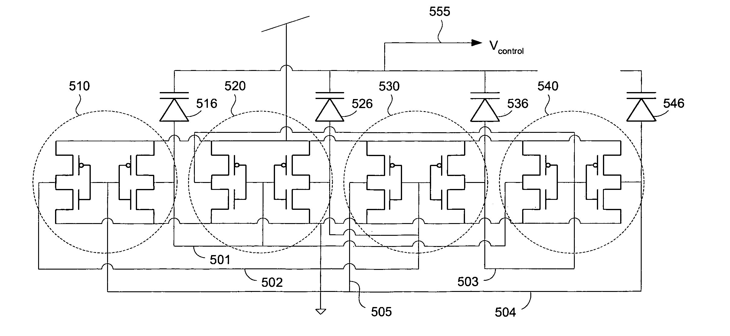 Circuits for voltage-controlled ring oscillators and method of generating a periodic signal