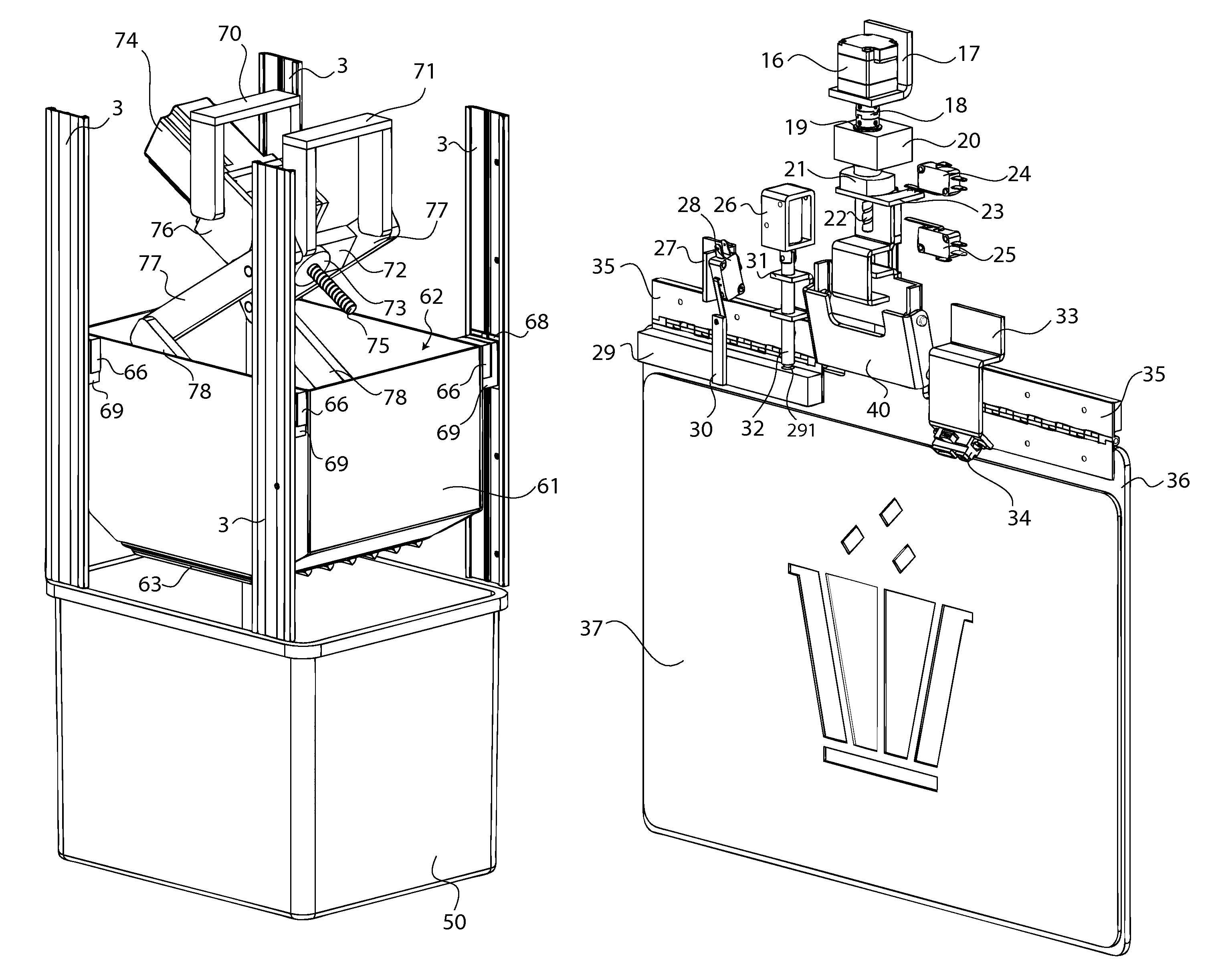 Waste compaction and lift gate mechanism