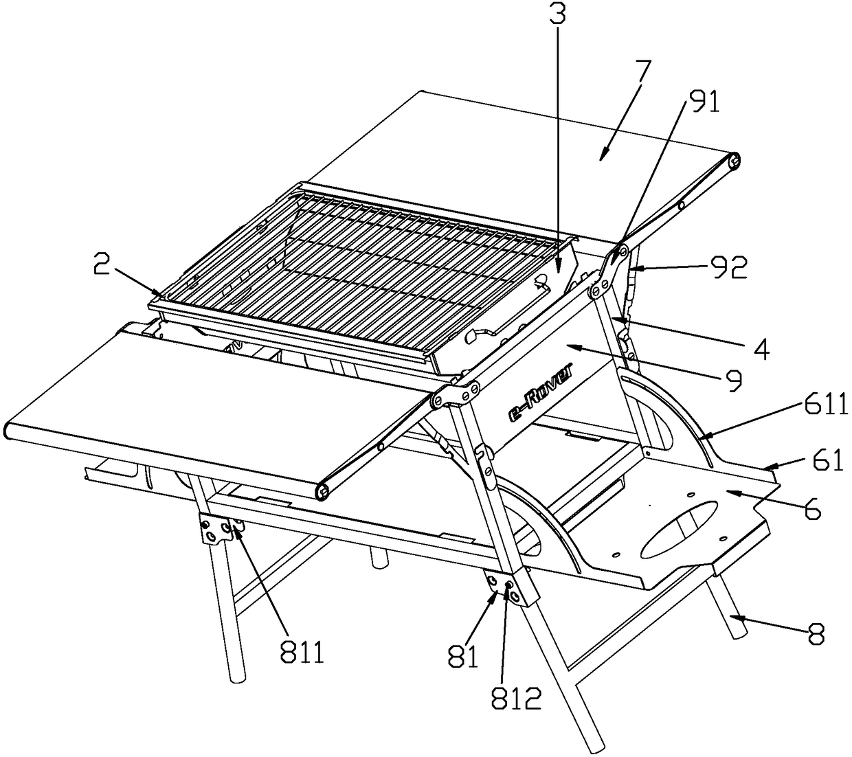 Novel folding type charcoal oven