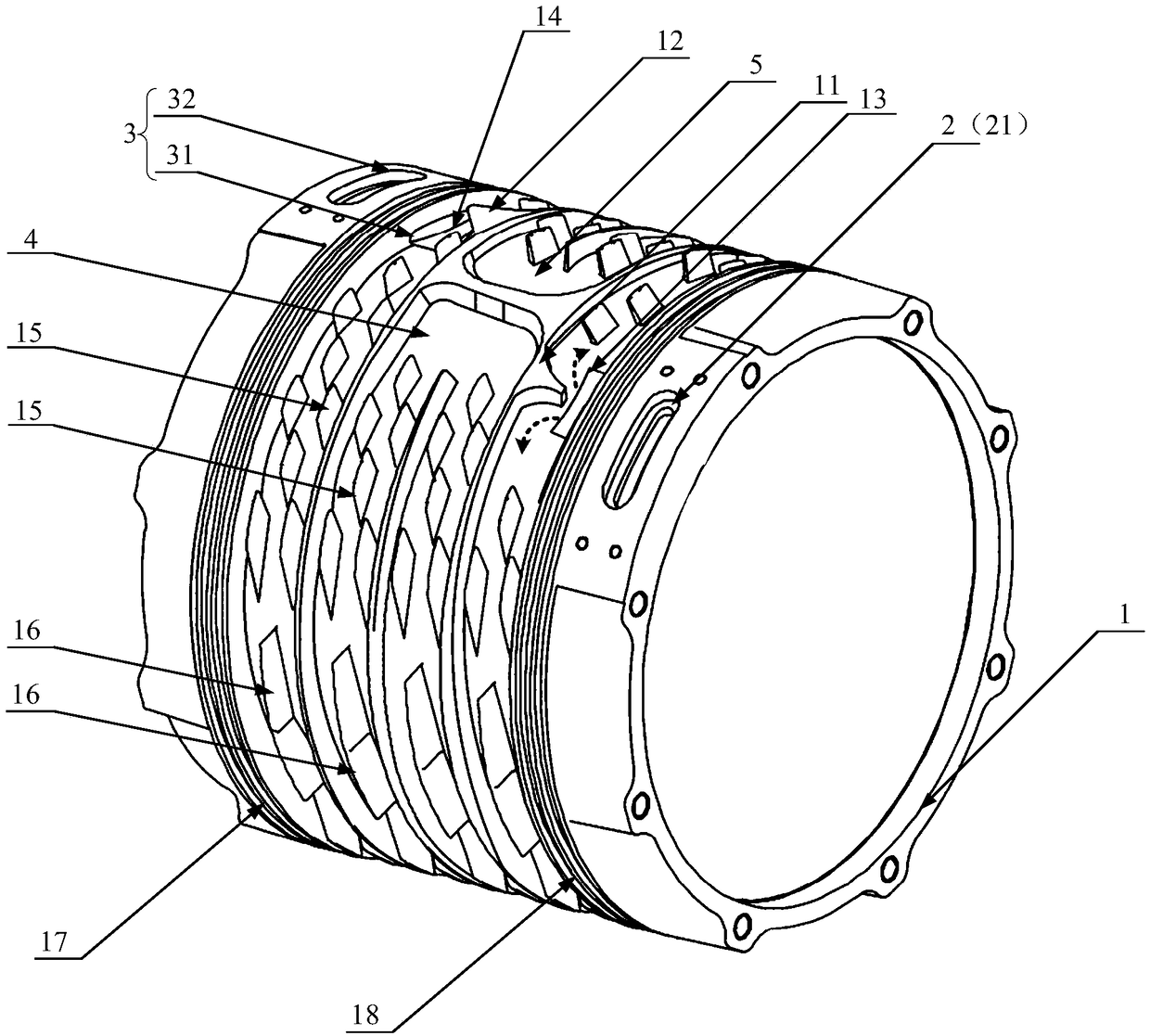 Water-cooling motor case and motor