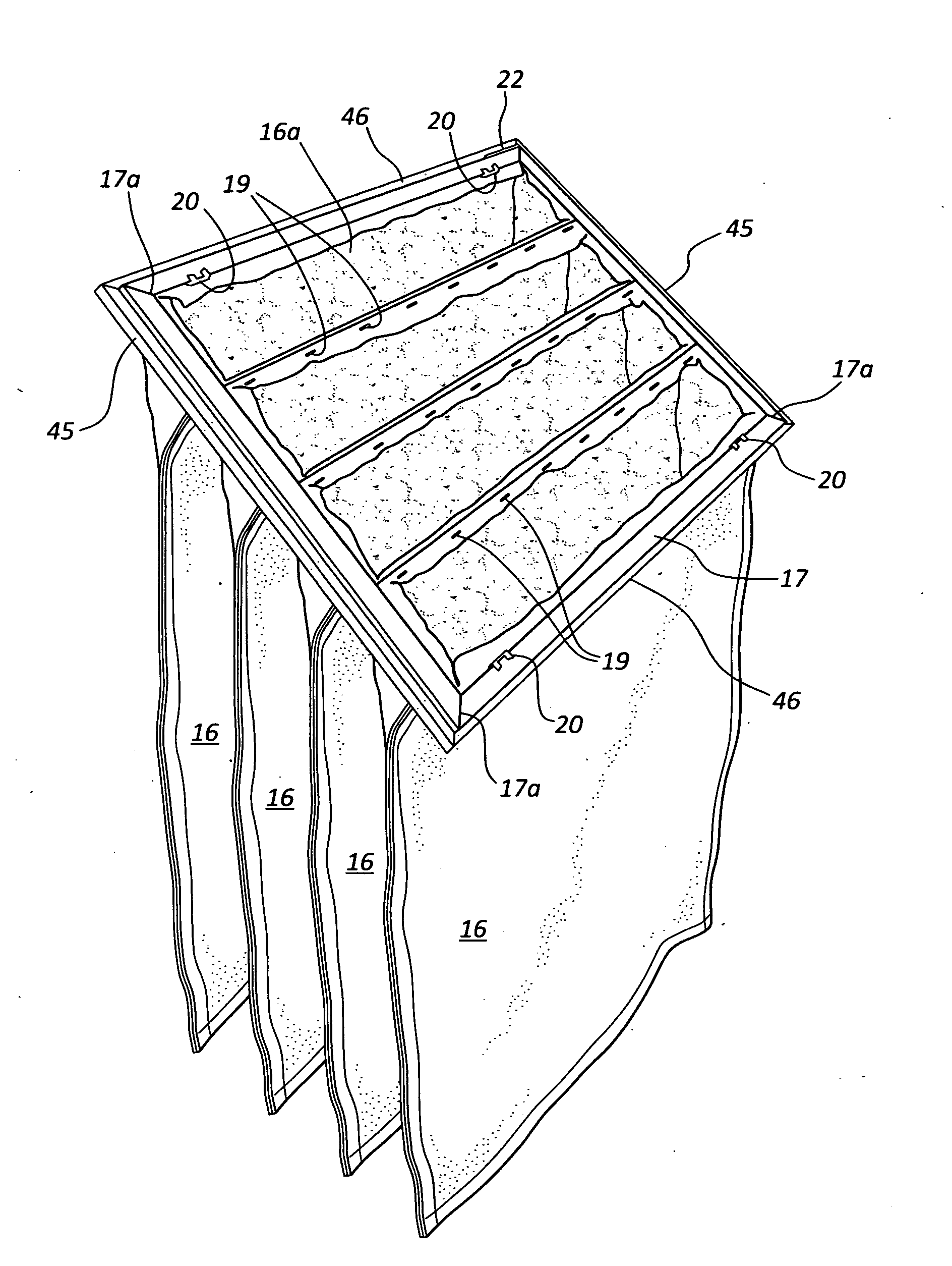 Bag filtration system for a forced air furnace