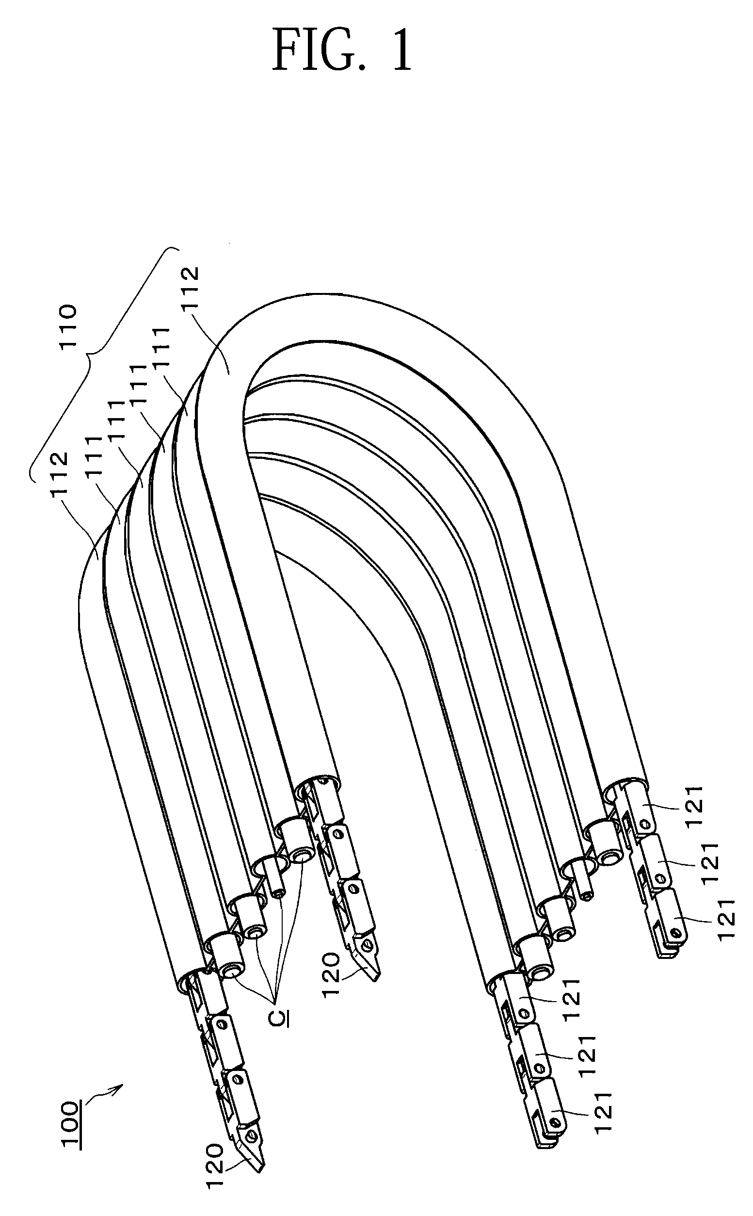 Multijoint cable protection and guide device