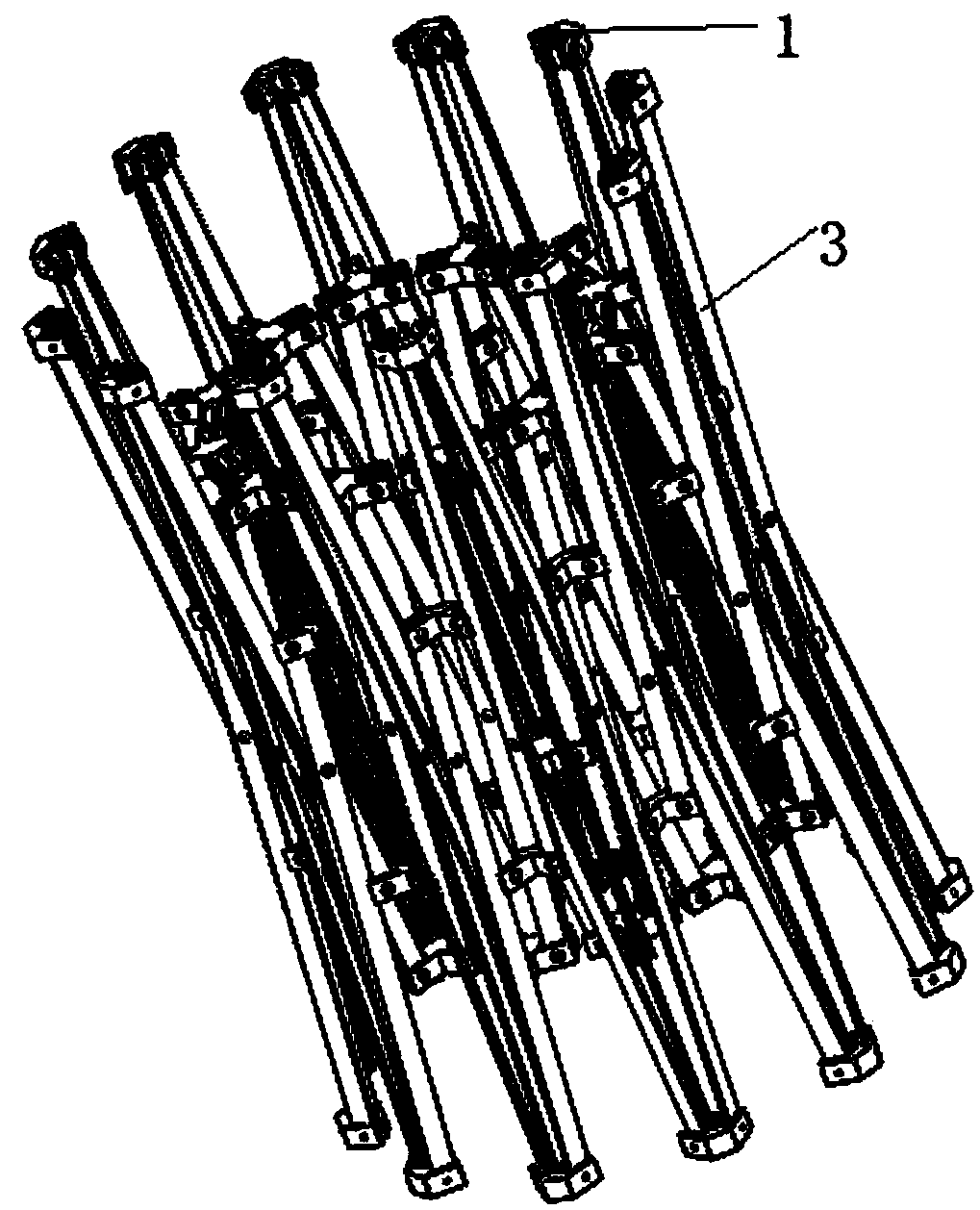 Peripheral truss deployable antenna mechanism based on V-shaped shear type unit bodies