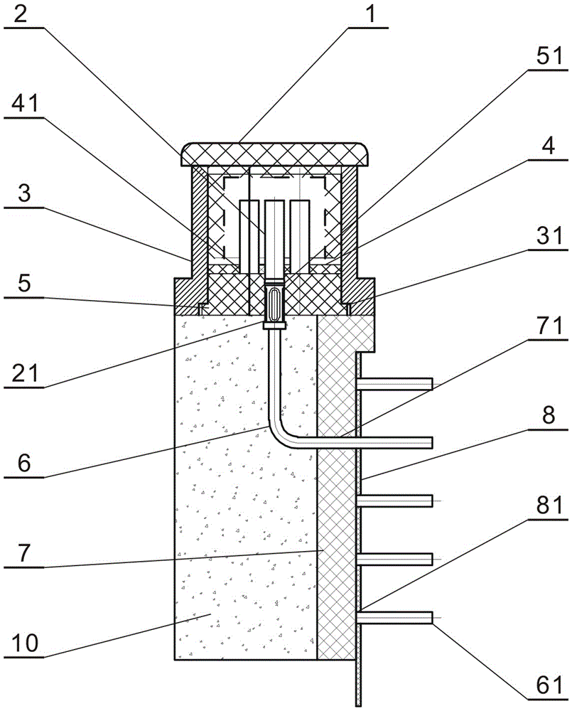 A kind of potting type 90°bent pcb connector