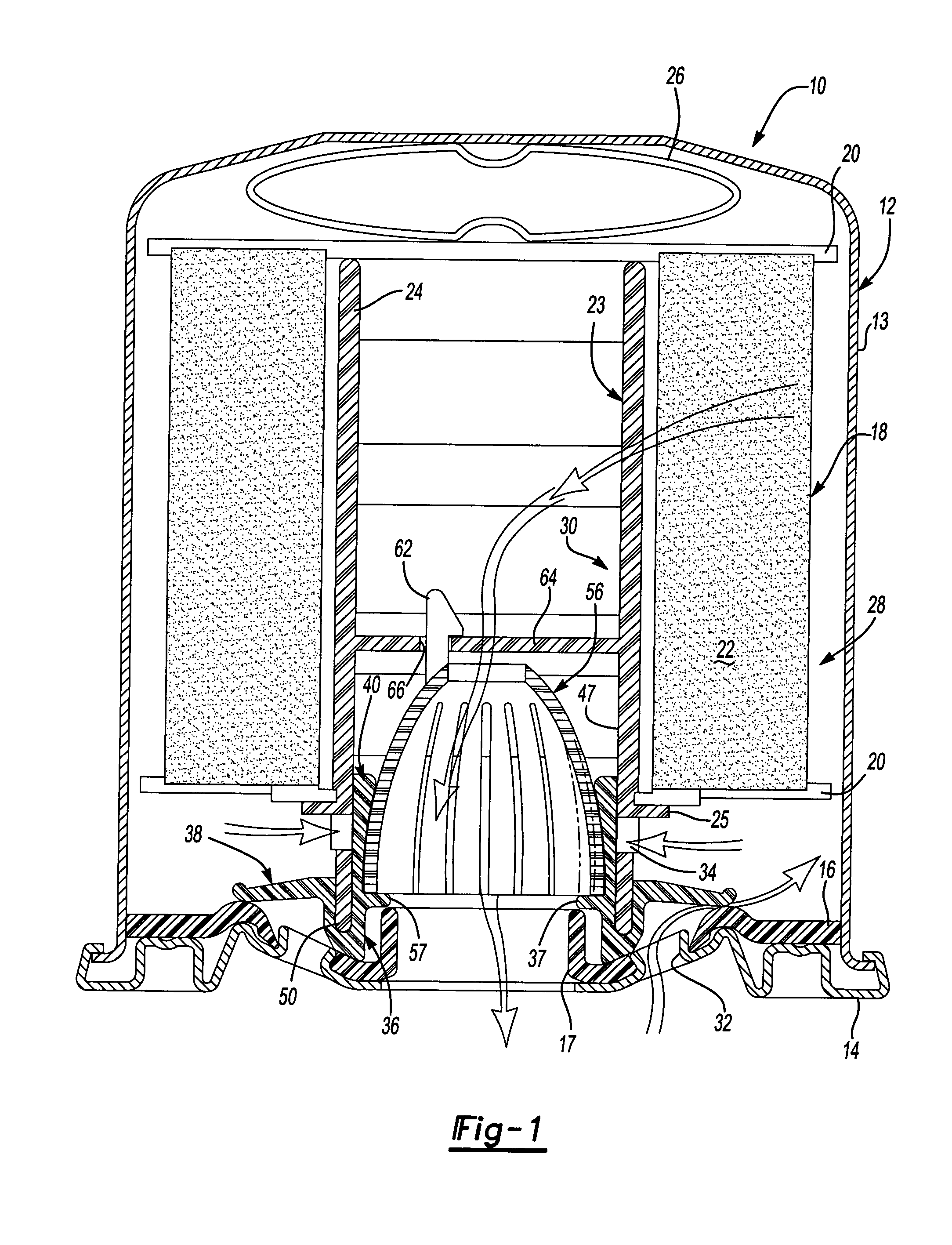 Valve and spring for fluid filter