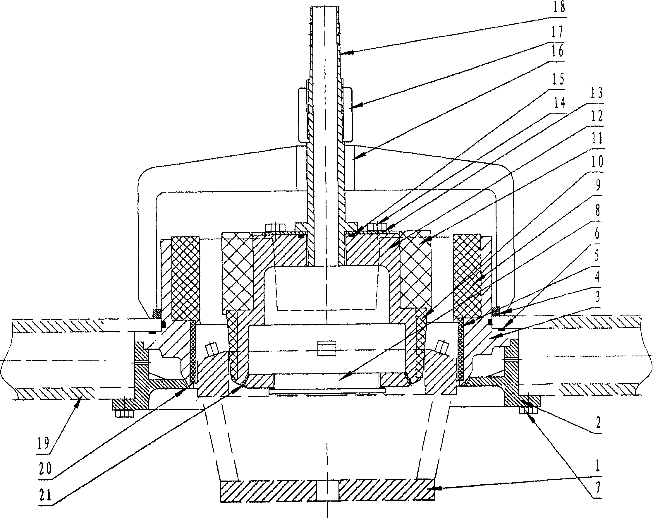 Hollow round ingot casting hot-top casting device and method for casting hollow tube thereof