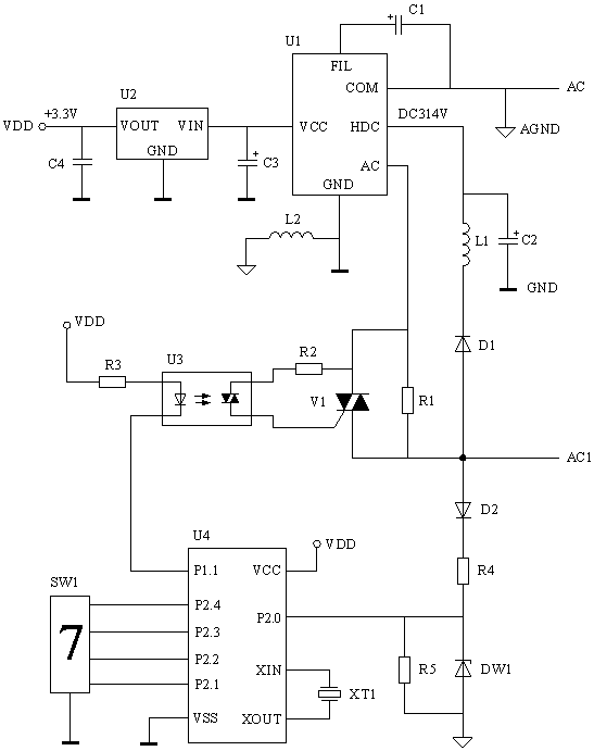 A single live wire dimming circuit for wall-controlled LED lights