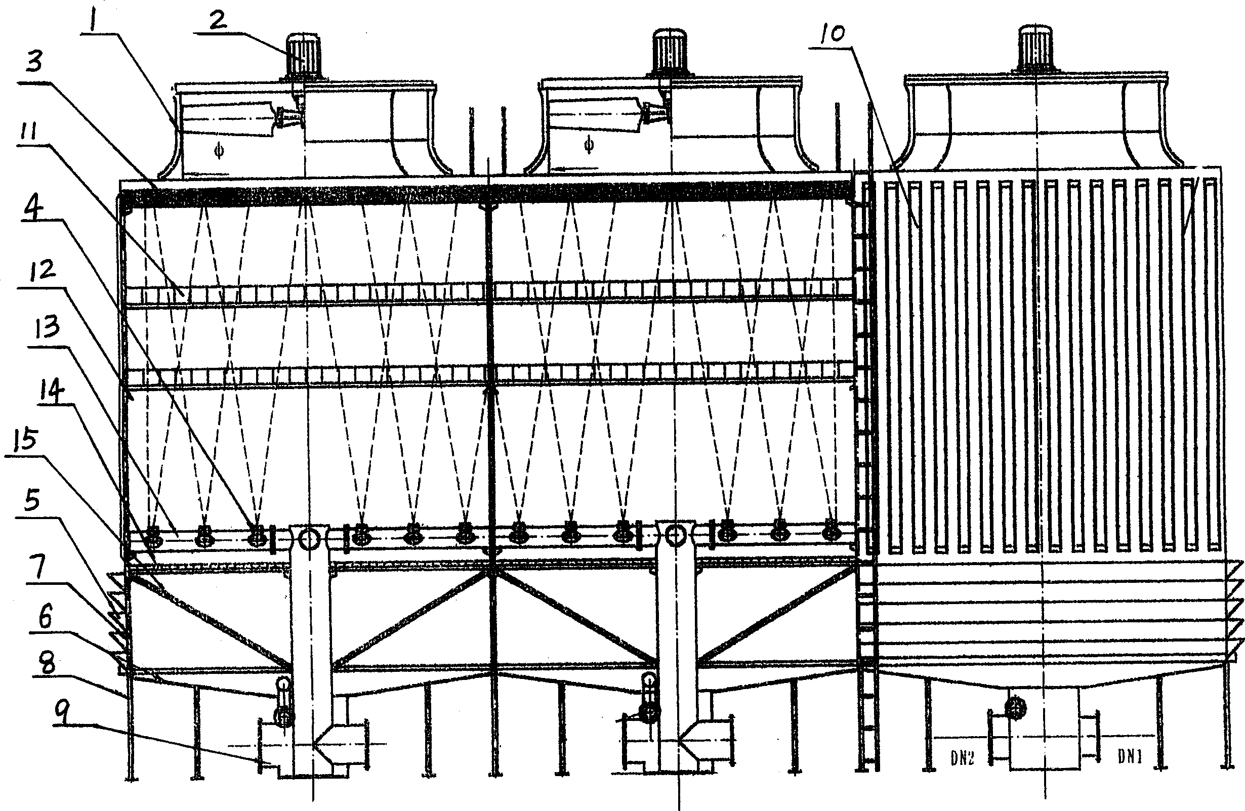 Energy-saving non-filling cooling tower
