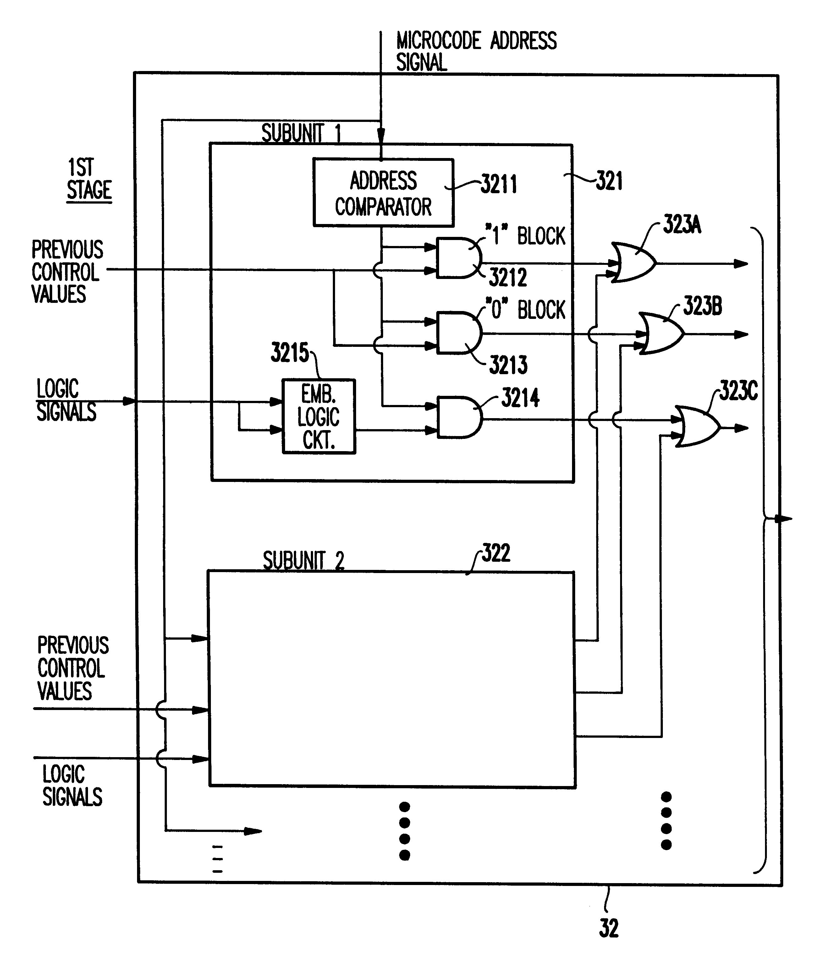 Microprocessor including controller for reduced power consumption during decoding of instructions by microcode units