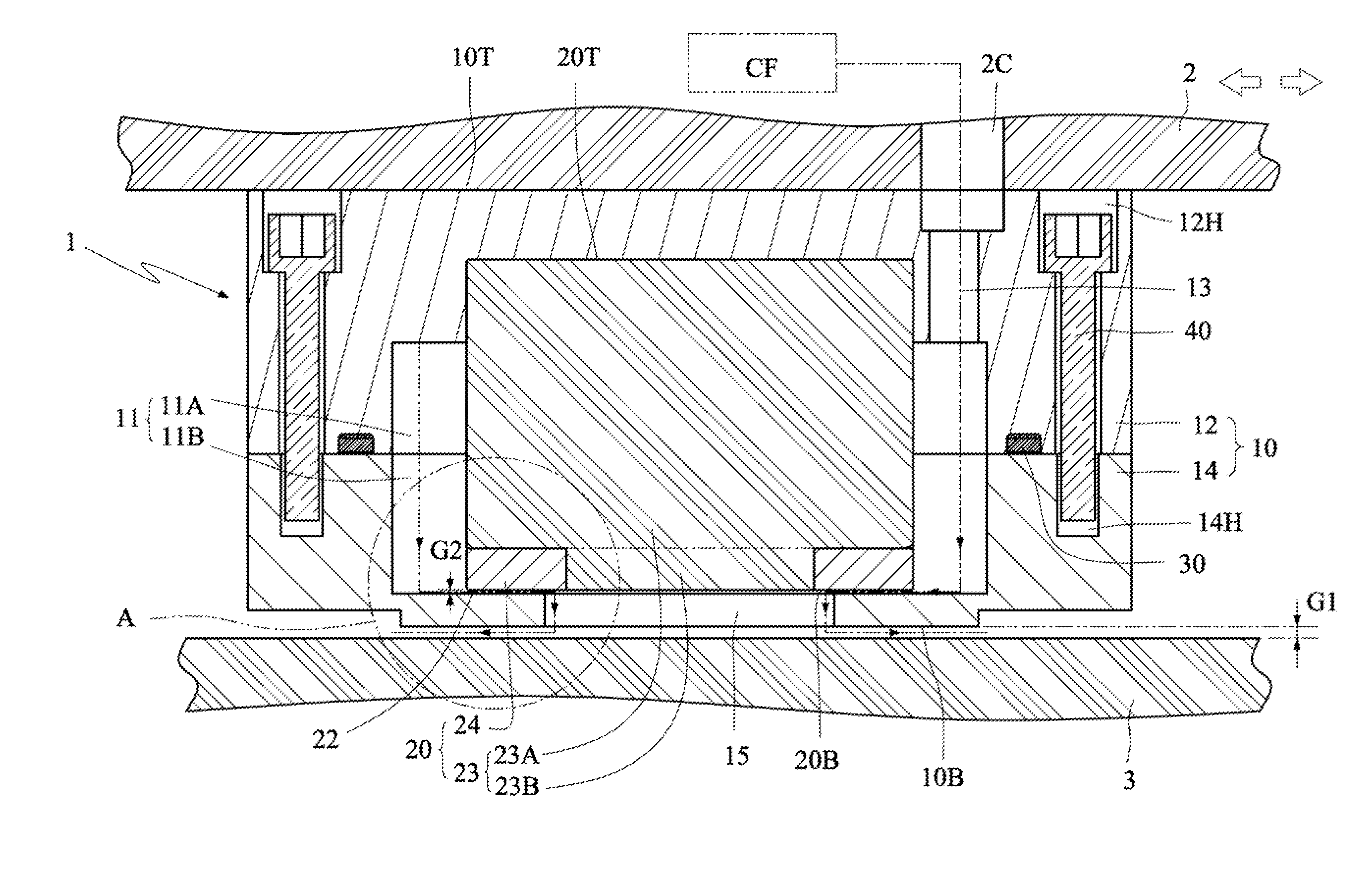 Active compensating hydrostatic bearing and hydrostatic bearing module using the same