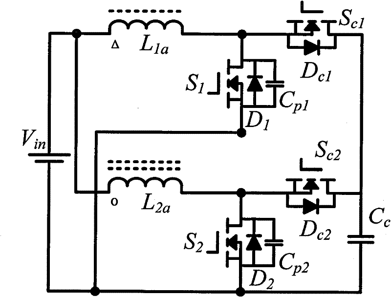 Forward-flyback isolated type boost inverter realized by coupling inductors and application thereof