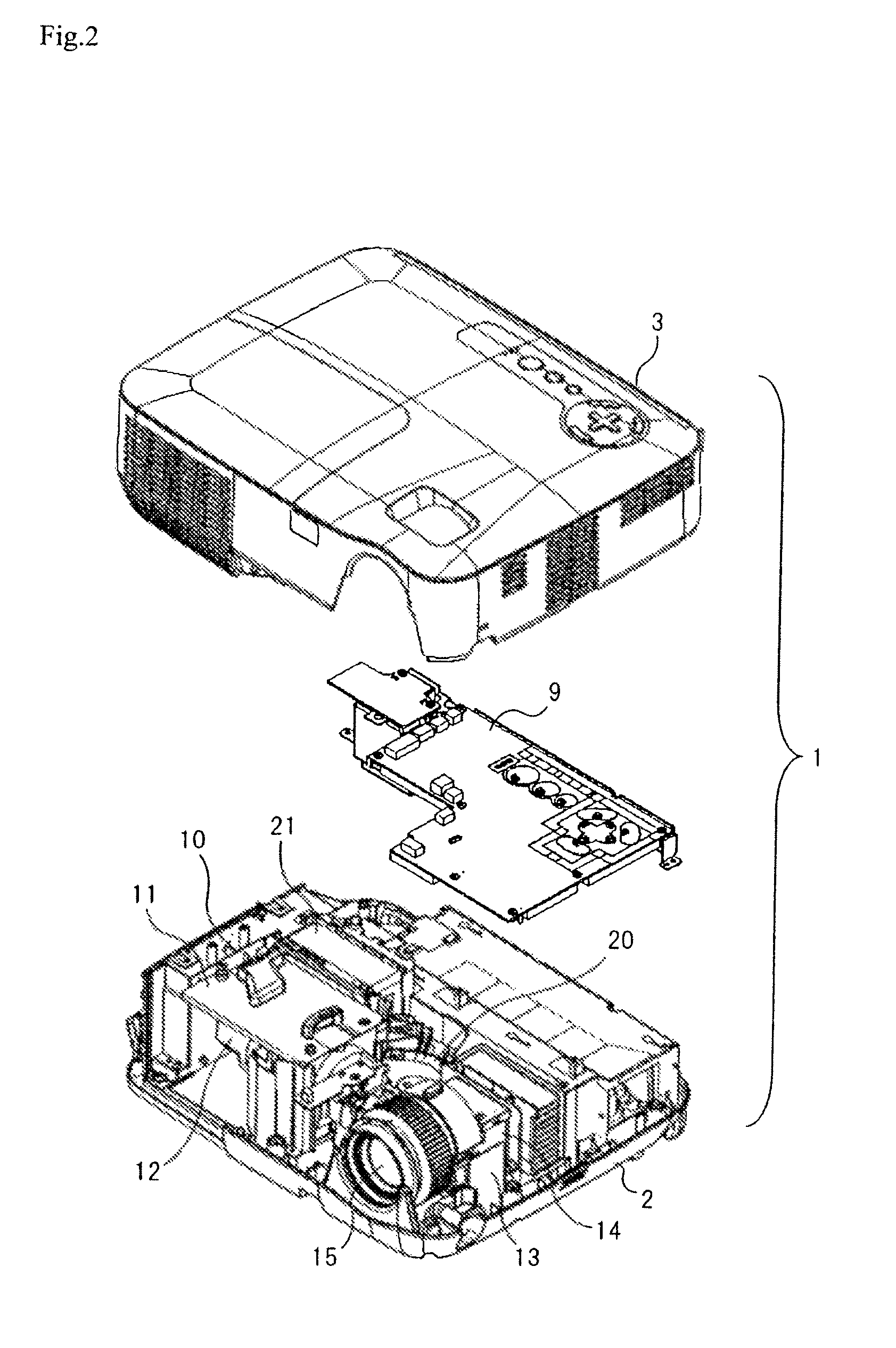 Projection display device comprising a light source