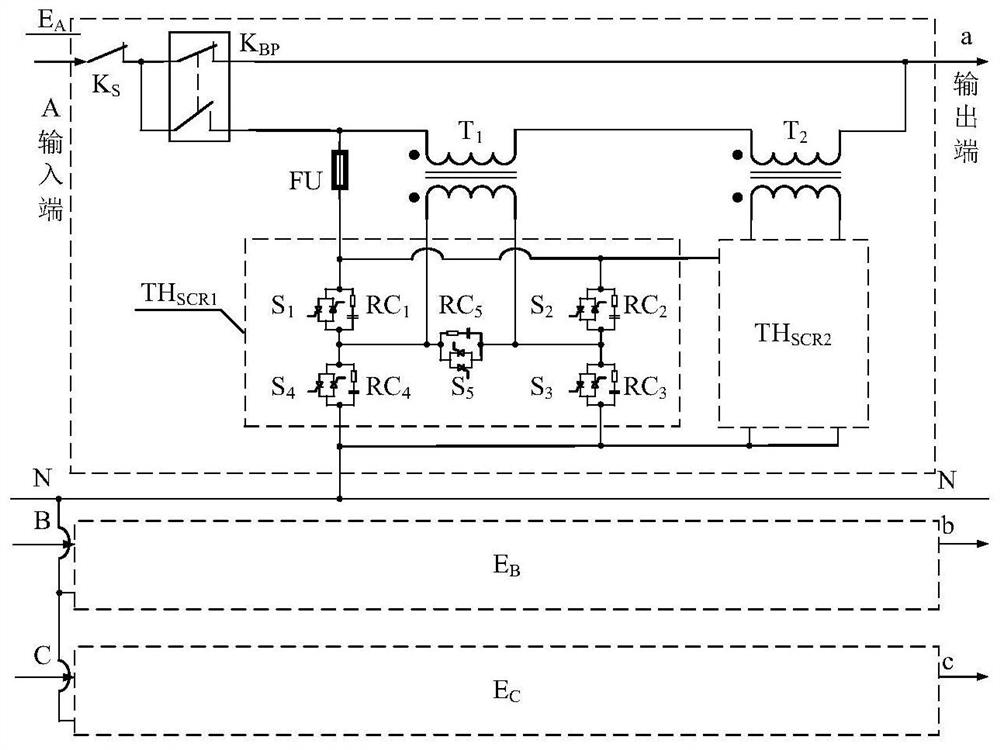 A phase-selection switching control method for a non-contact regulating voltage stabilizing device