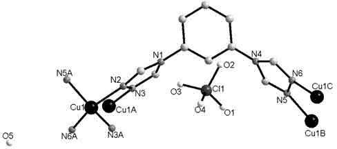 Triazole-copper perchlorate complex with p-fluorophenylboronic acid catalyzing effect and preparation method of triazole-copper perchlorate complex