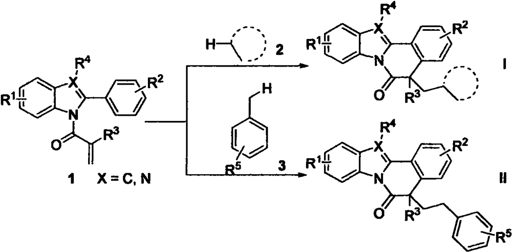 Free radical cyclization reaction method initiated by unactivated alkane C (sp3)-H functionalization