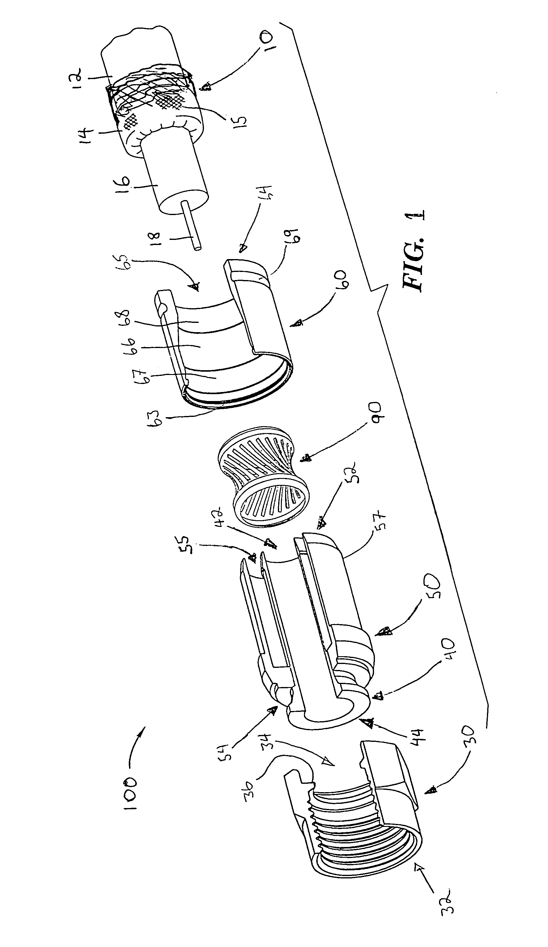 Coaxial cable connector having conductive engagement element and method of use thereof