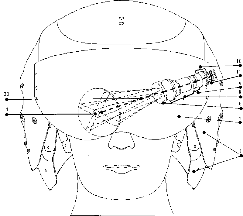 Onboard goggle-type helmet display optical system