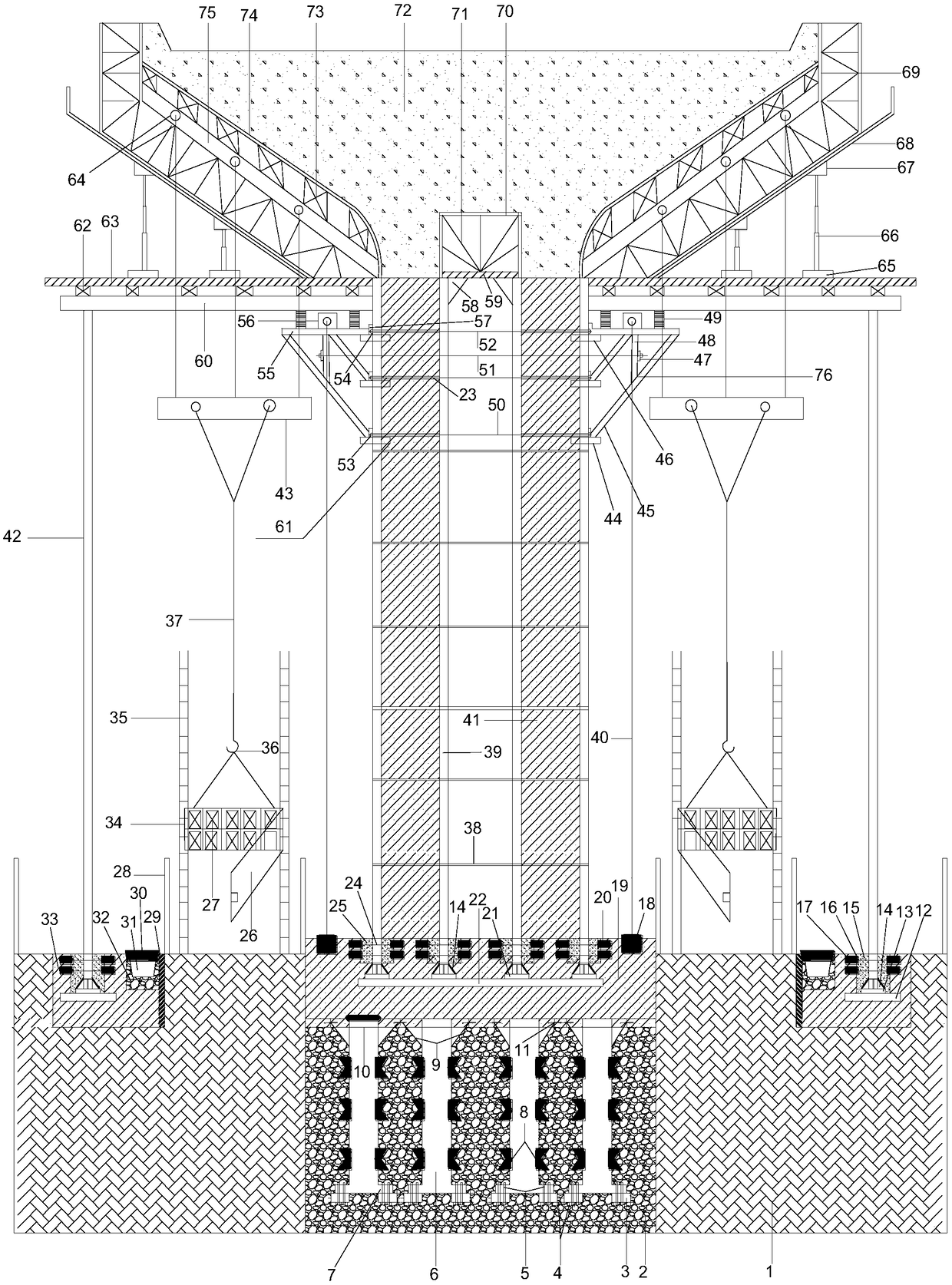 Composite cantilever supporting formwork system for high-pier cast-in-situ capping beam and construction method