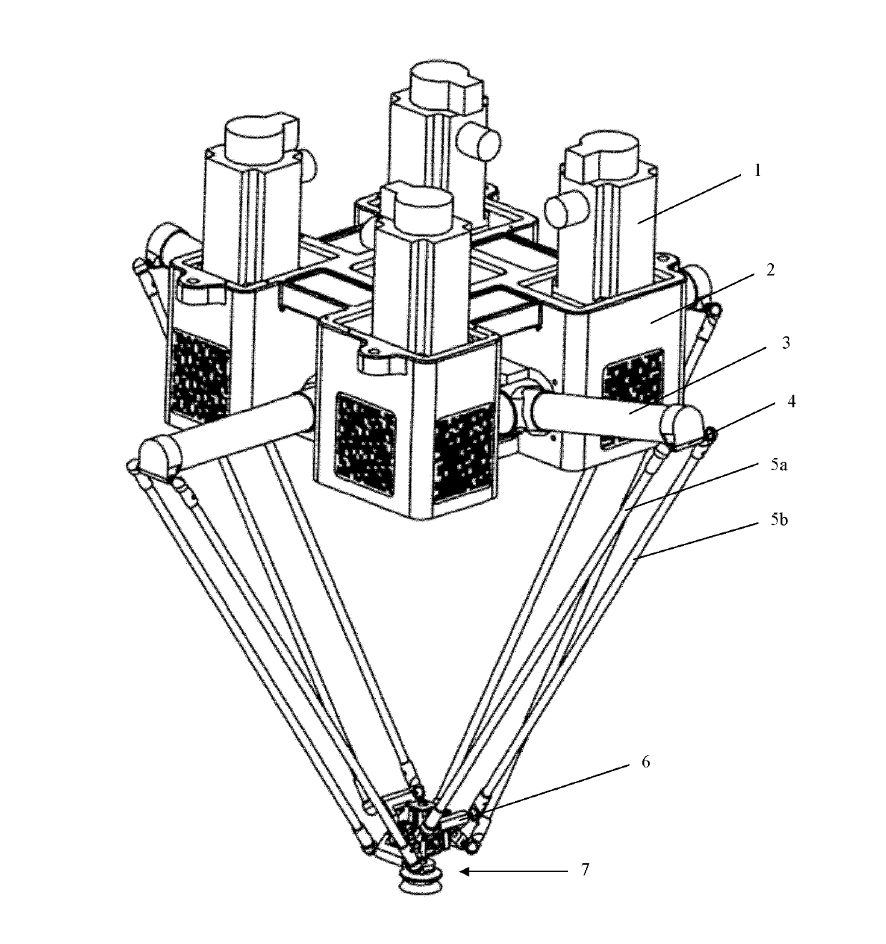High-speed parallel manipulator with three-dimensional translation and one-dimensional rotation