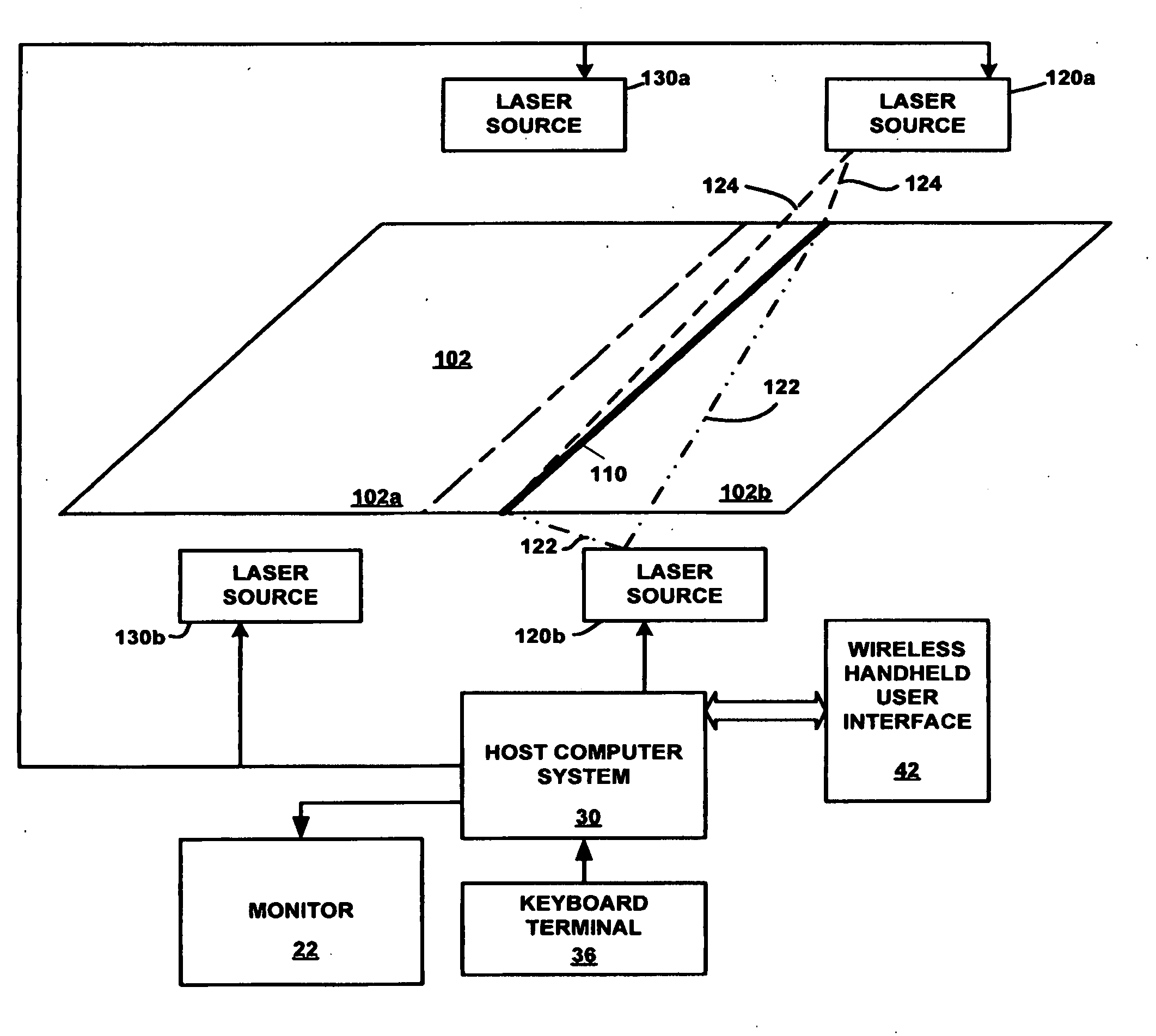 System for operating one or more suspended laser projectors to project a temporary visible image onto a surface