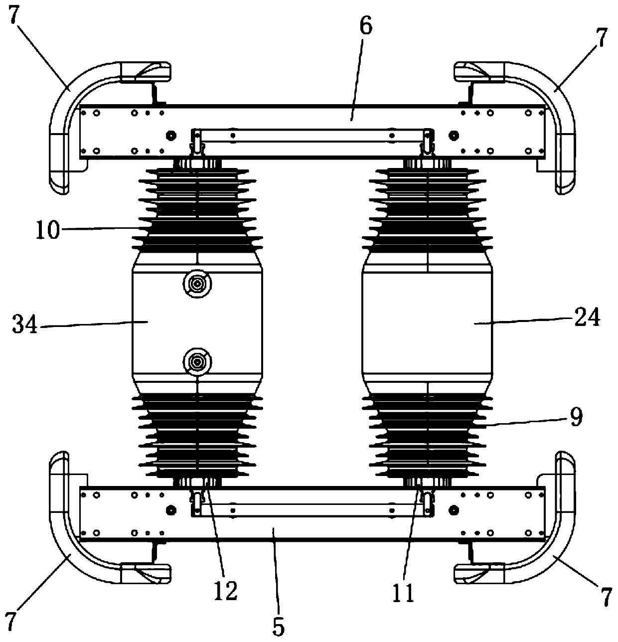 DC isolation transformer with same-iron-core expandable structure