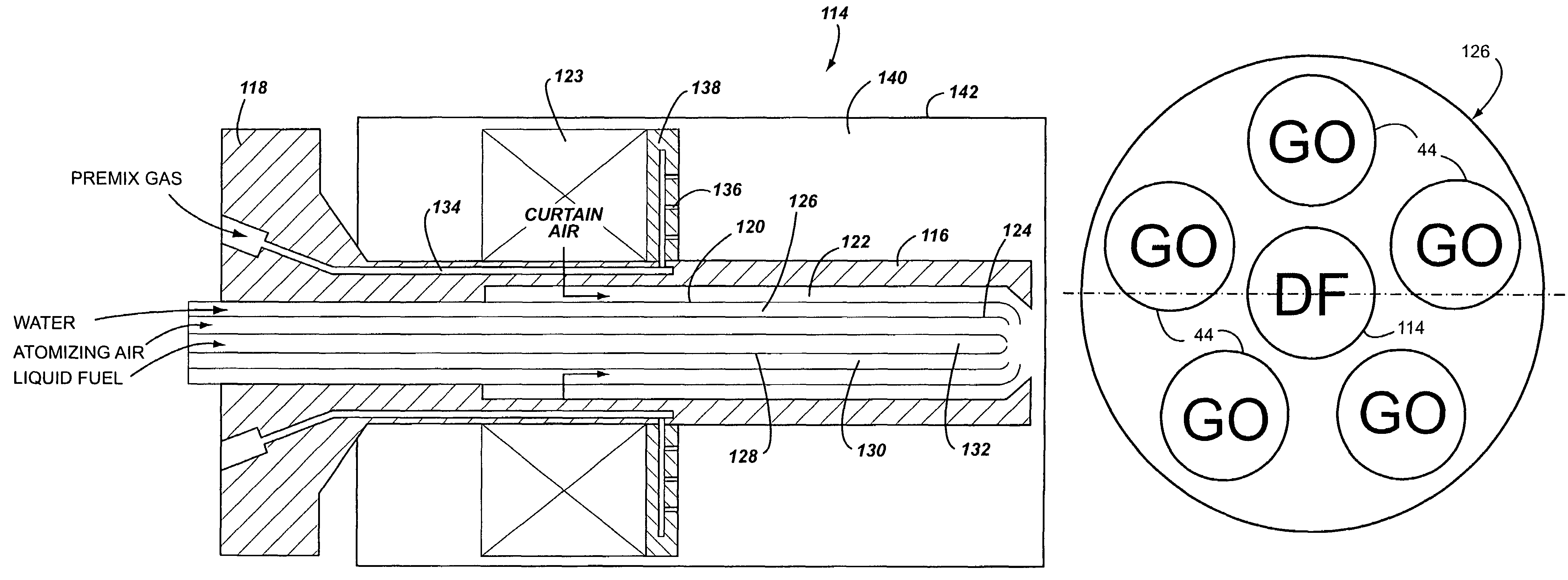 Low-cost dual-fuel combustor and related method