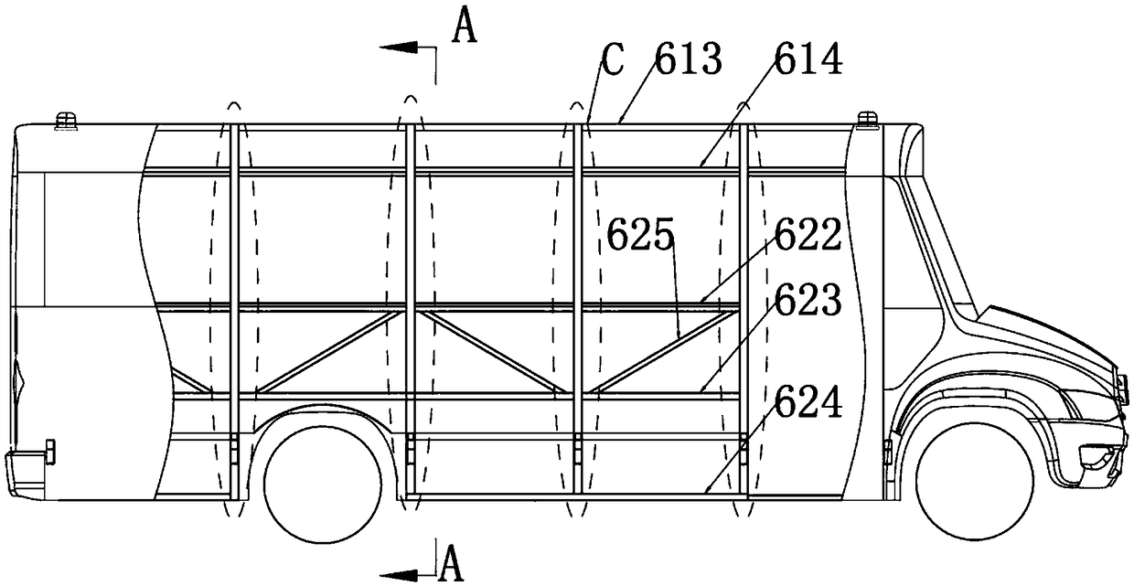 A bearing type special school bus full-enclosed ring whole vehicle structure
