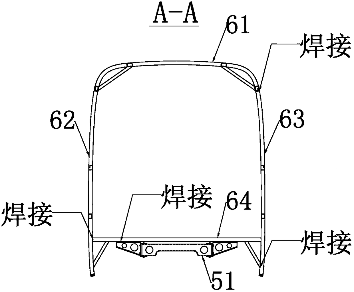 A bearing type special school bus full-enclosed ring whole vehicle structure