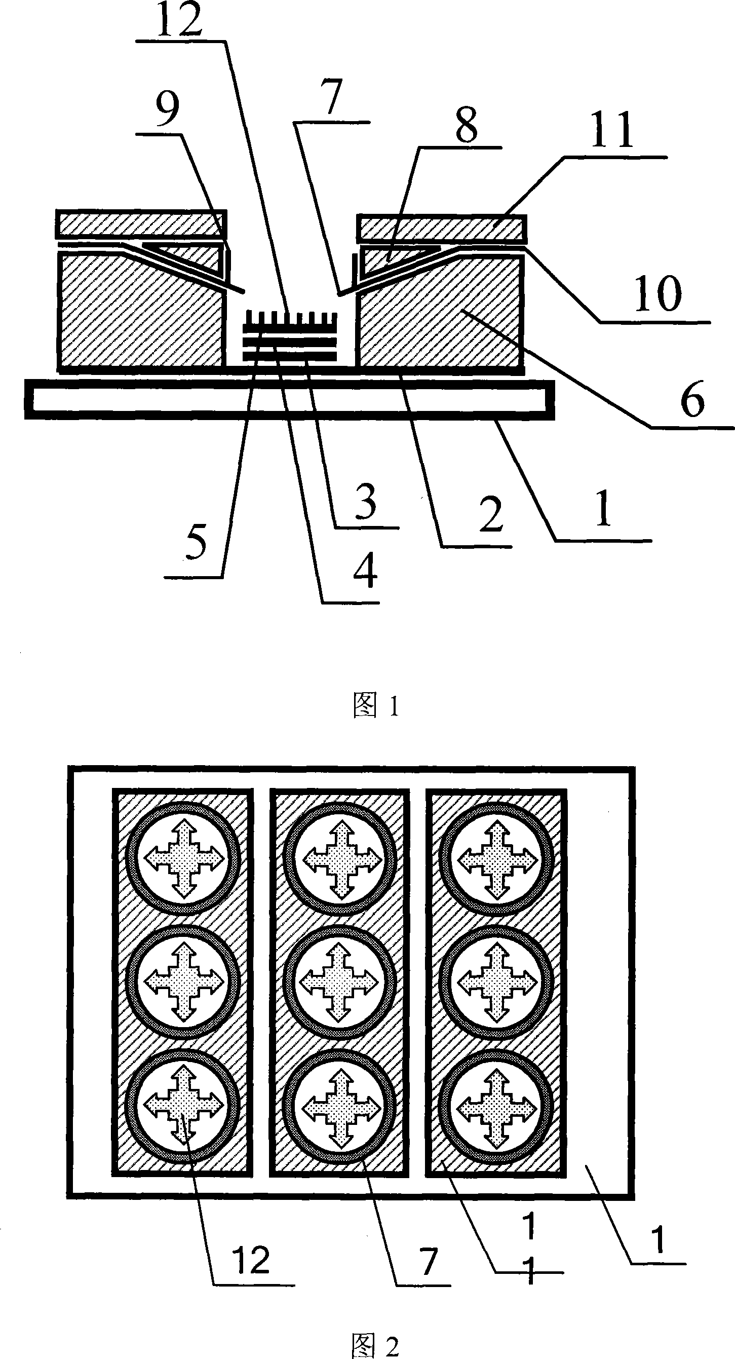 Flat display of cross point cathode emission structure and manufacturing technology thereof