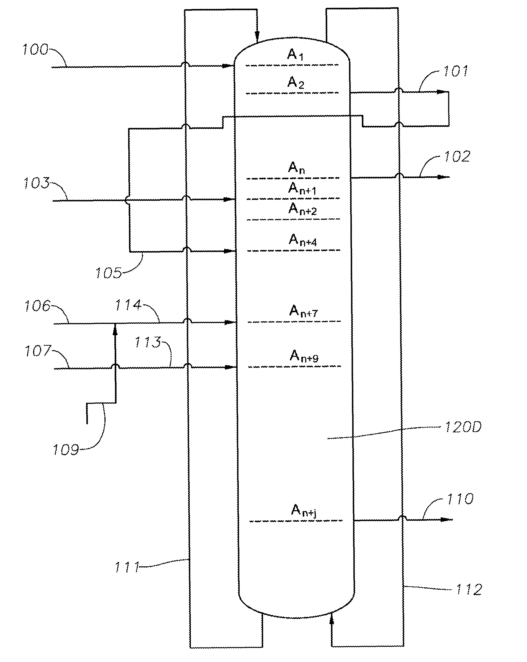 Reduction in flushing volume in an adsorptive separation system