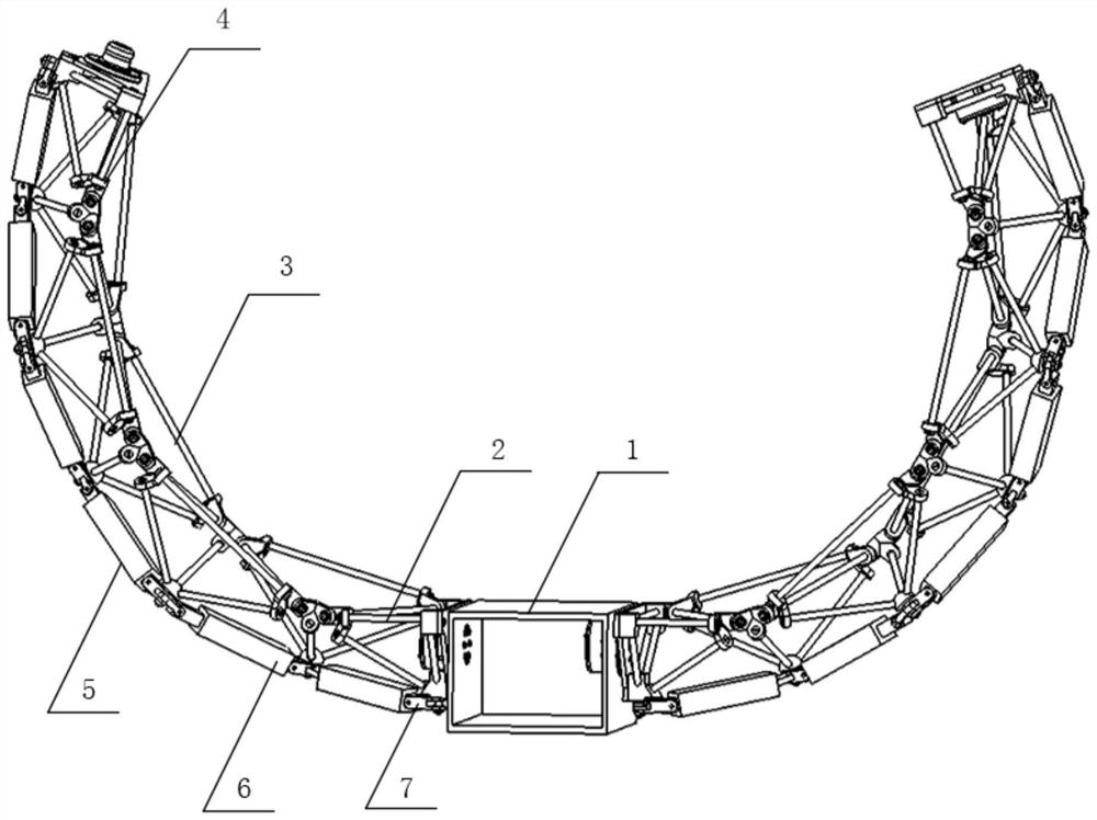 Spatial reconfigurable truss type arresting mechanism and its arresting method