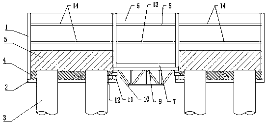 Overall construction method for belt straining beam dumbbell-shaped pile cap steel hoisting box cofferdam under complex sea conditions