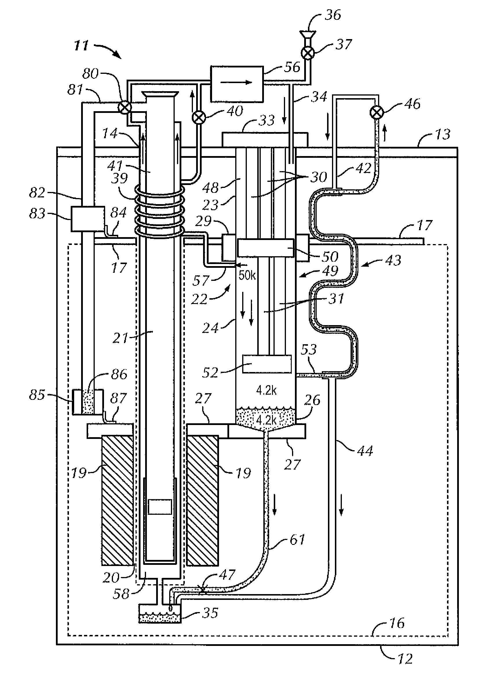 Method and apparatus for controlling temperature in a cryocooled cryostat  using static and moving gas