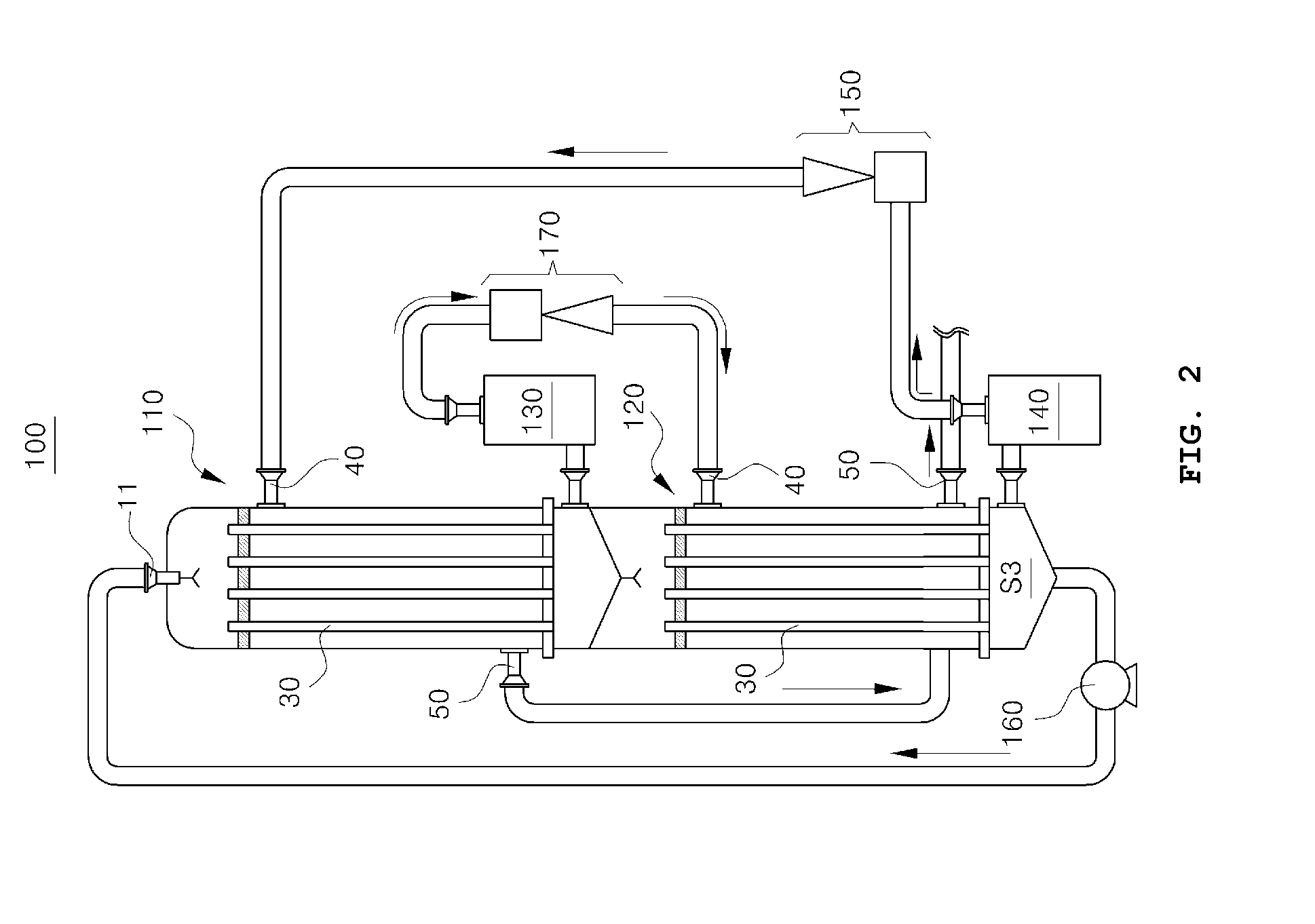 Stacked type falling film evaporator, zero liquid discharge system comprising the same, and zero liquid discharging method using the same