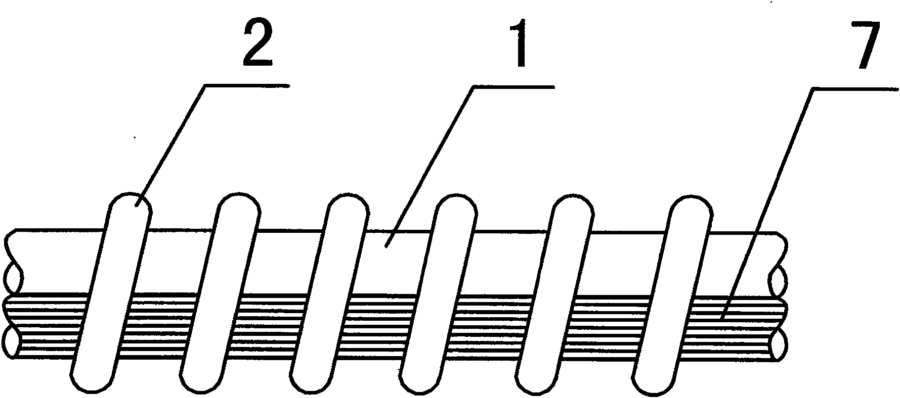 Double main thread master-slave type three-helix energy-saving lamp filament and manufacturing method thereof