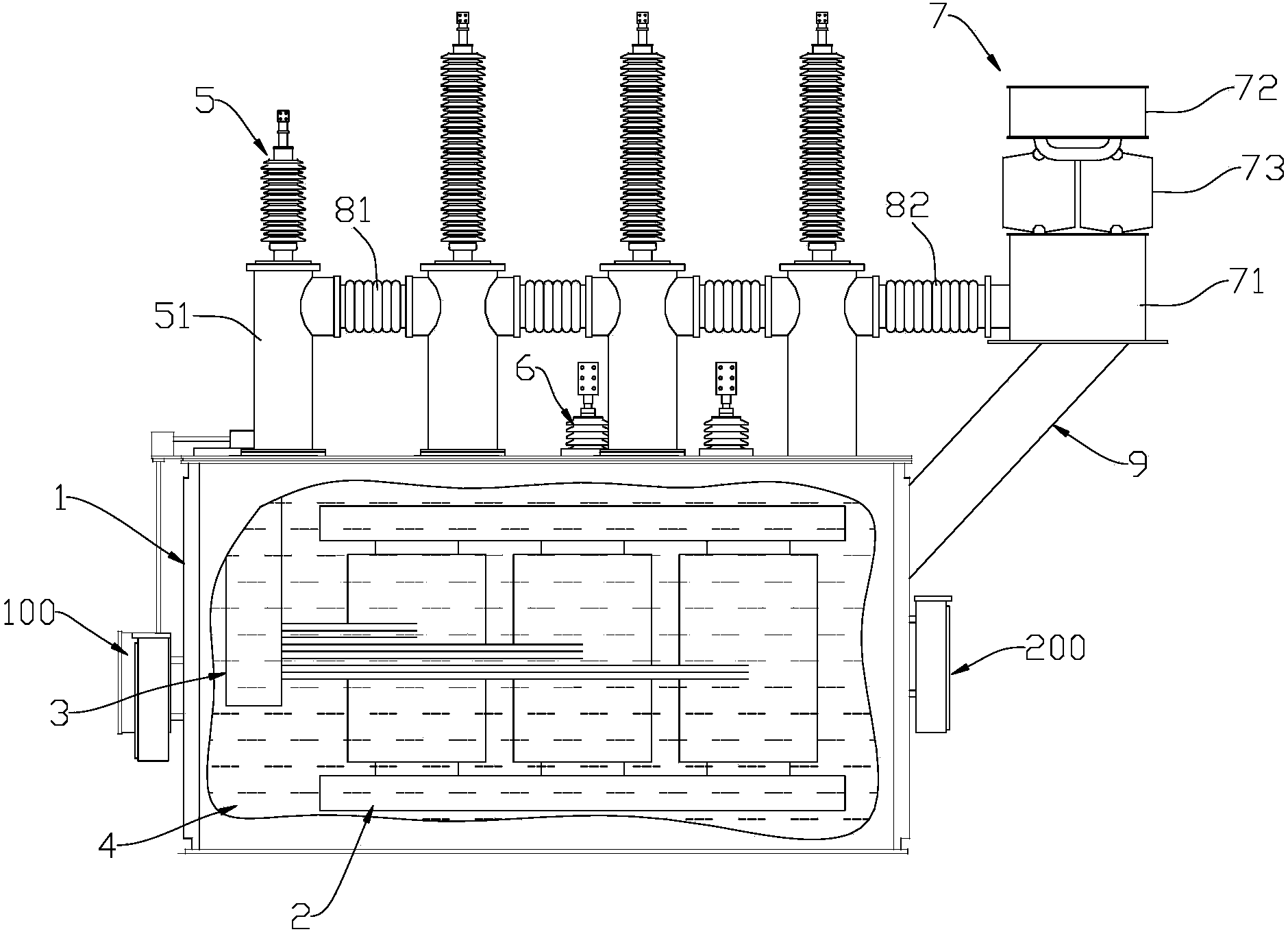 Evaporative cooling power transformer