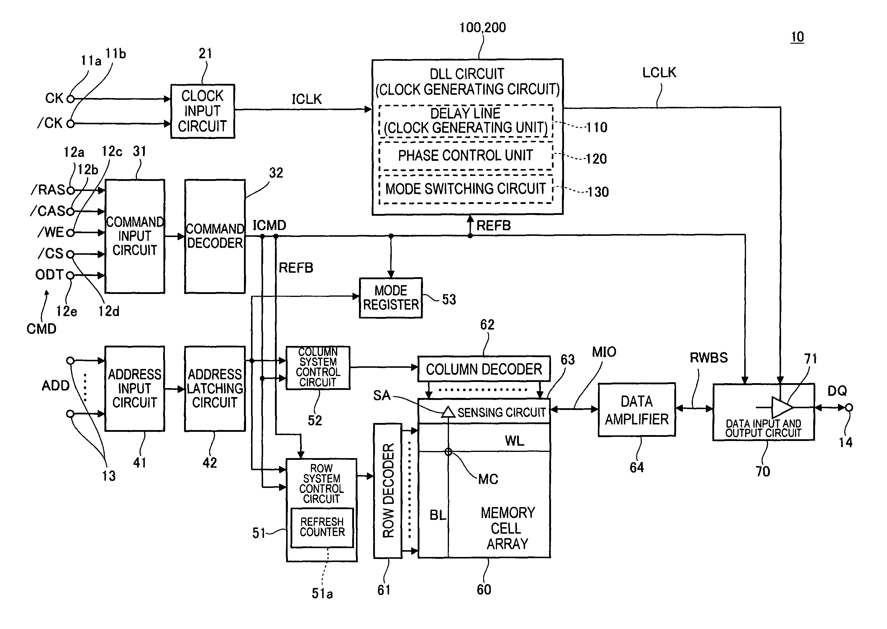 Clock generating circuit, semiconductor device including the same, and data processing system