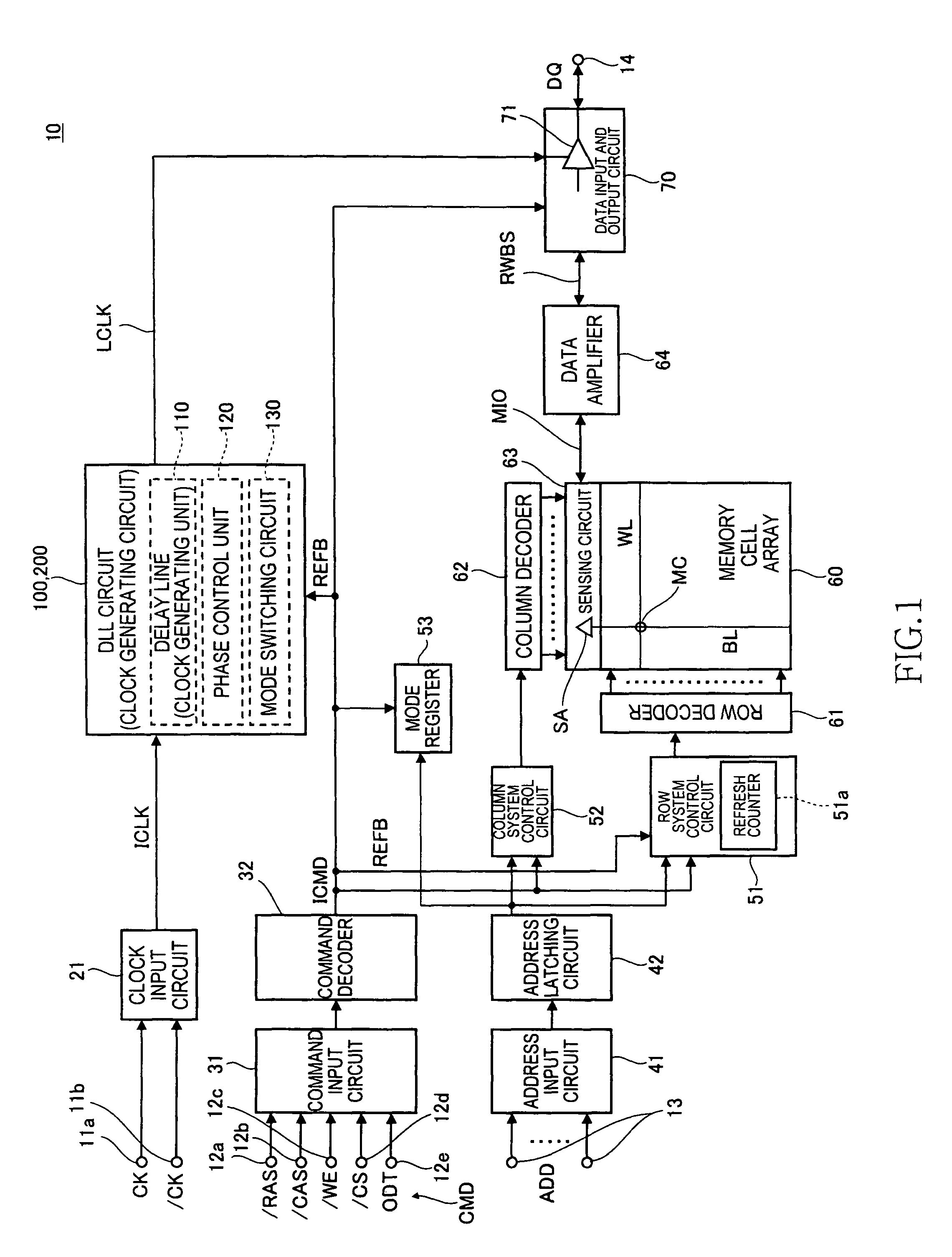 Clock generating circuit, semiconductor device including the same, and data processing system