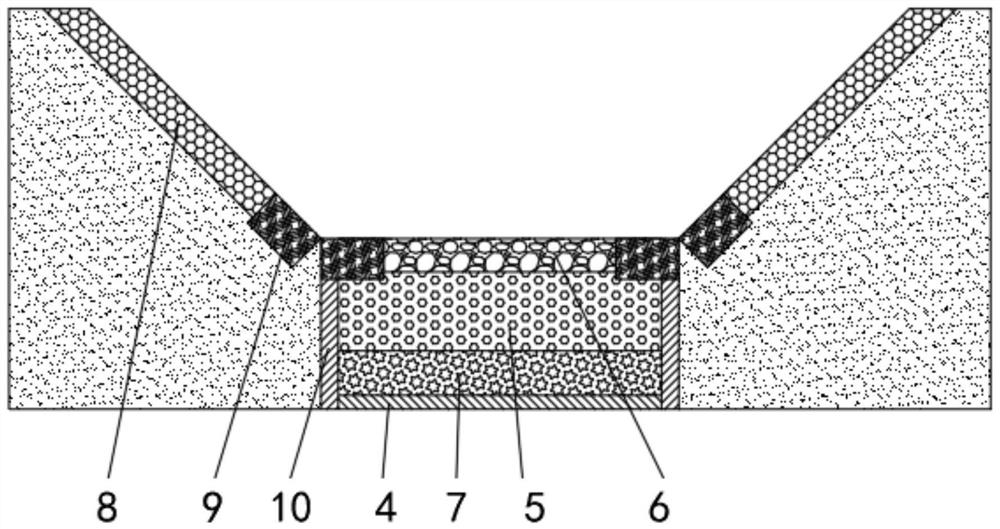 Drainage channel structure for nitrogen and phosphorus treatment for agricultural non-point source pollution treatment